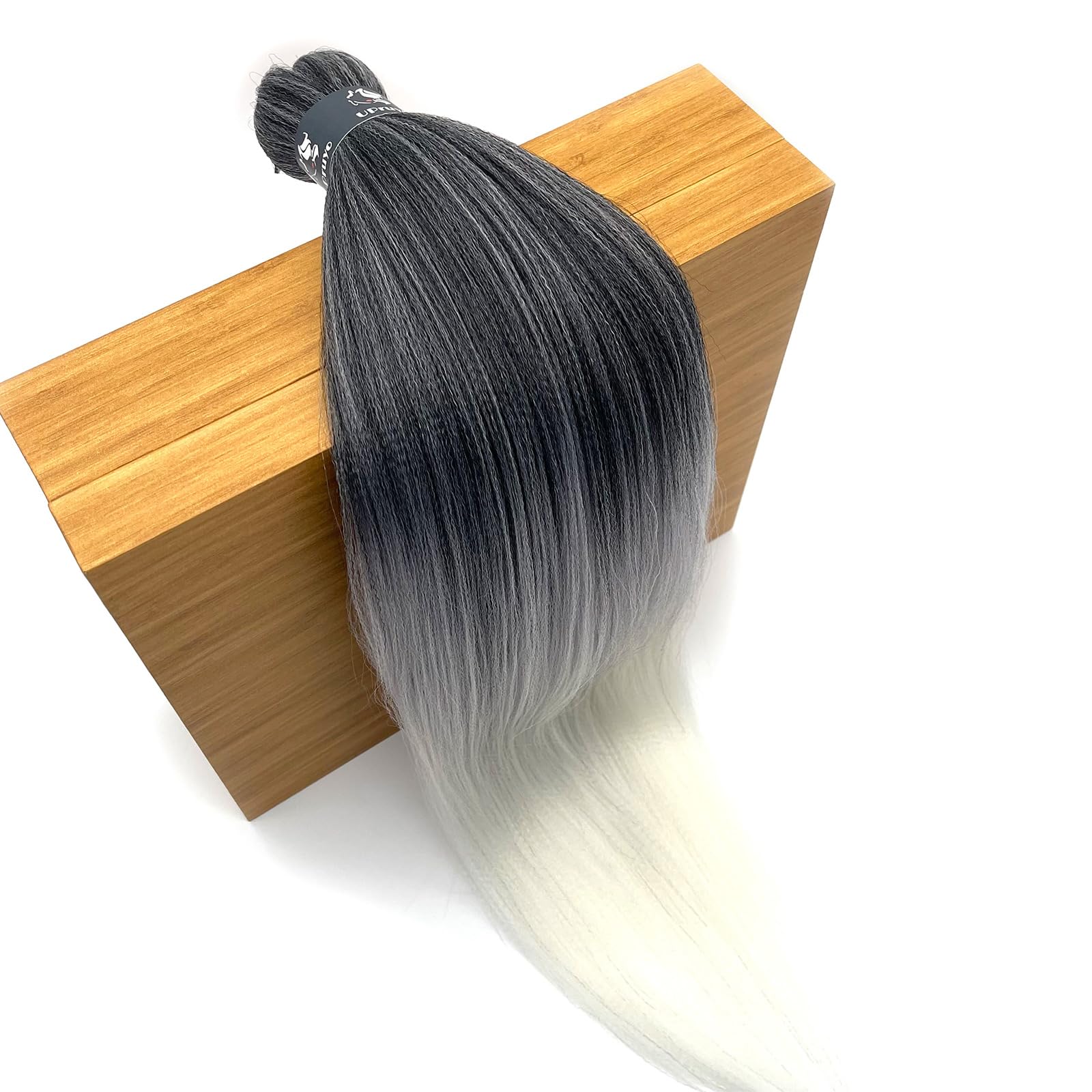 UPruyo Ombre Braiding Hair Extensions, 26" Pre-Stretched Kanekalon, 1B/Grey/White, Pack of 3, Synthetic Hair for Box Braids, Knot