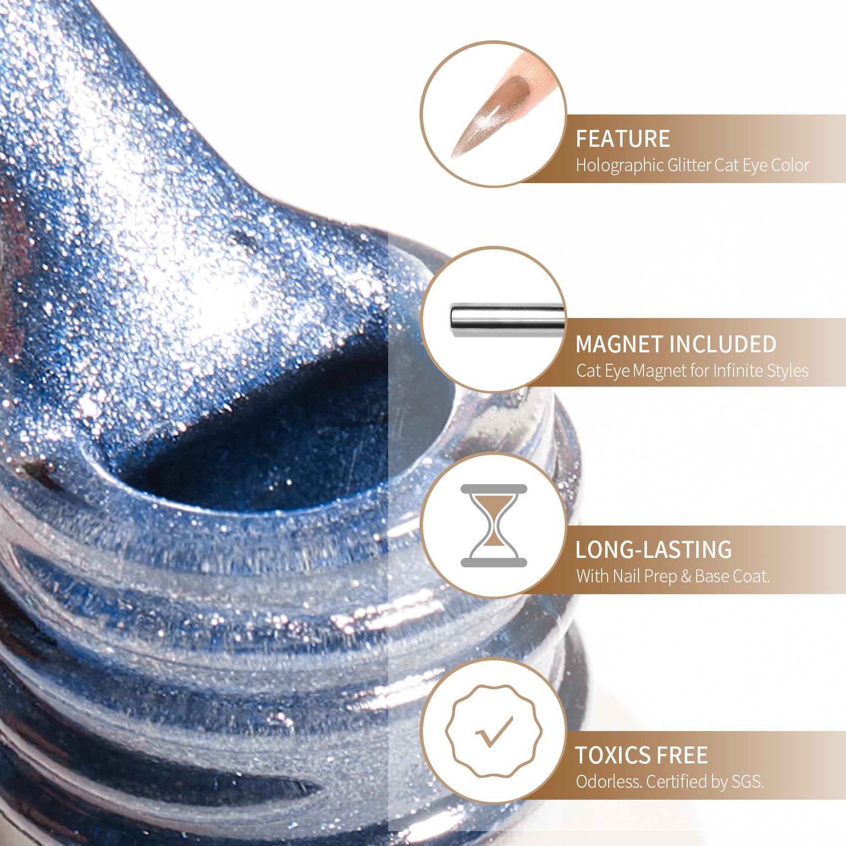 Maychao 15Ml Cat Eye Gel Nail Polish 1Pc Blue Gel Polish With Magnet Soak Off Holographic Magnetic Nail Polish For Nail Art Mani