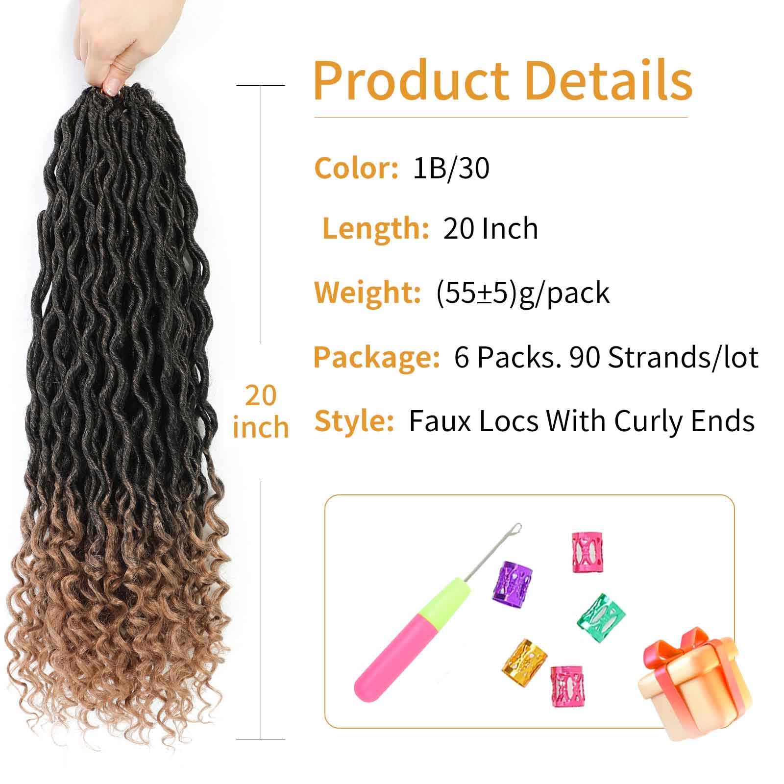 Goddess Locs Crochet Hair 20 Inch 6 Packs Crochet Goddess Locs With Curly Ends Pre Looped Goddess Faux Locs Crochet Hair For Bla