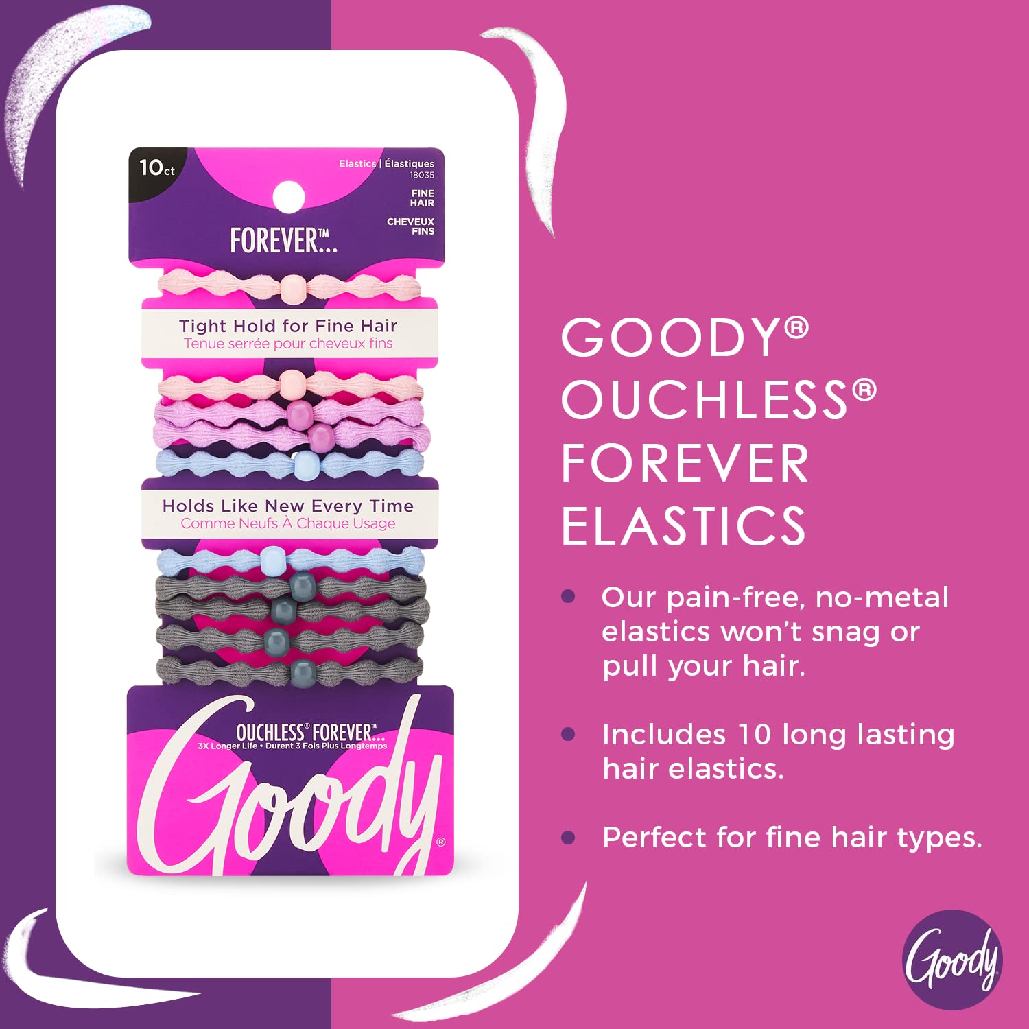 Goody Ouchless Forever Elastics, Hair Accessories For Men, Women, Boys And Girls To Style With Ease & Keep Your Hair Secured, Pa