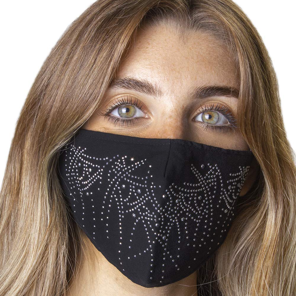 Tianni 2 Face Masks Per Pack 1 Solid (Black) 1 Stone (Black)