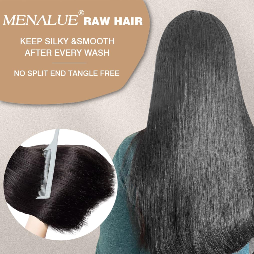 Menalue 16A Human Hair Bundles Straight 3 Bundles Human Hair 26 28 30 Inch 100% Unprocessed Vietnamese Raw Hair Bundles Full And