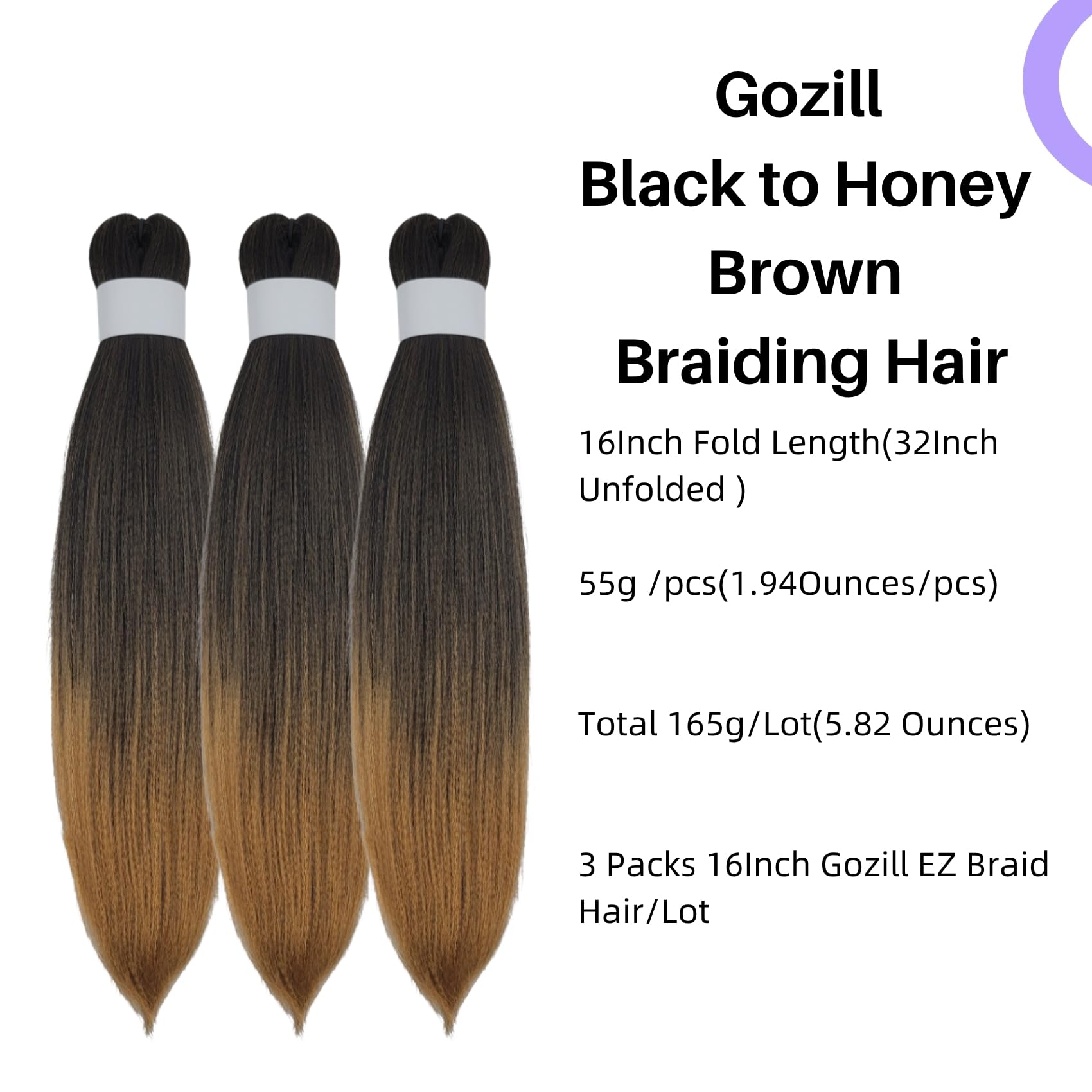 Honey Blonde Braiding Hair Pre Stretched 16Inch for Braids 1b/27# Synthetic Kids Braid in Hair Extension for Braiding
