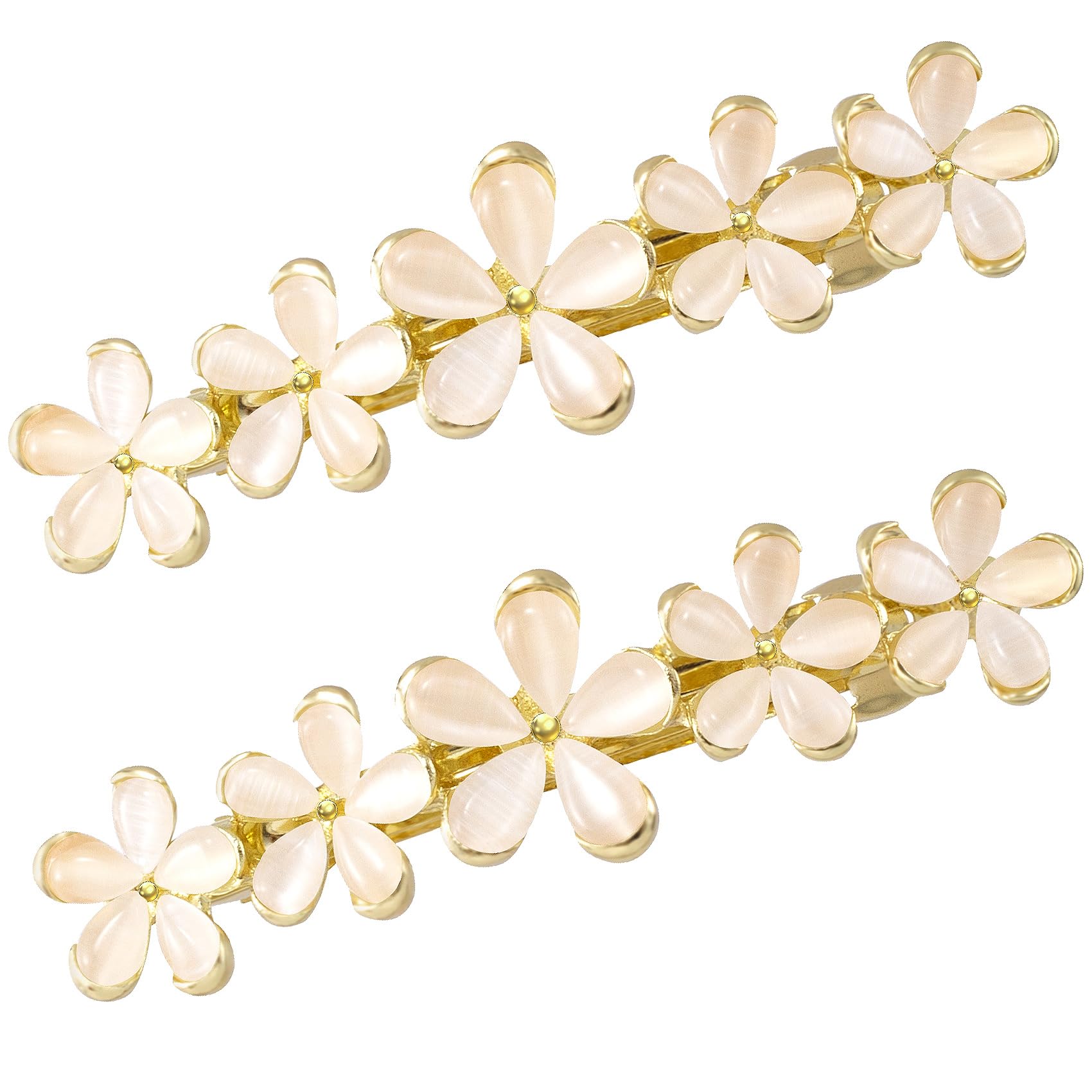 HINZIC 2 Pcs 2.64inch Flower Opal Hair Clips Gold Sparkly Wedding Barrettes Fancy Hair Pins Valentines Wedding Prom Engagement B