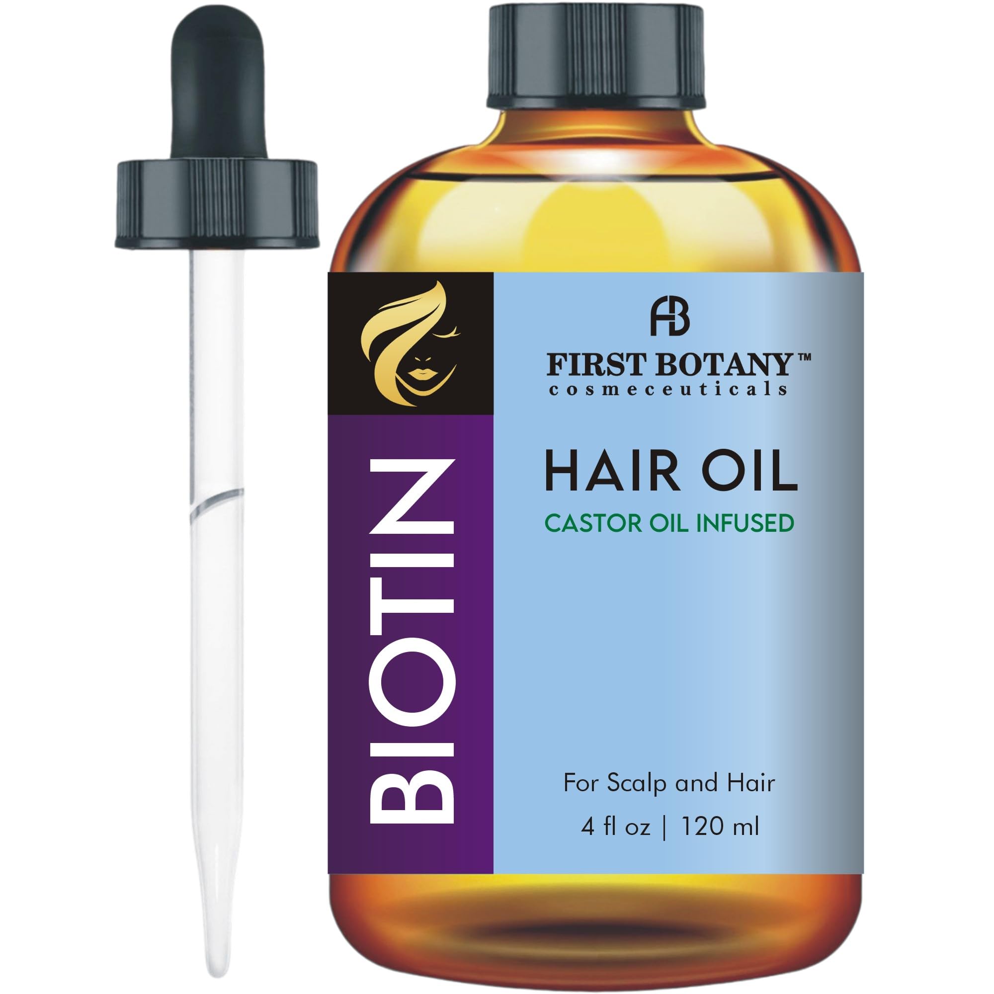 First Botany Biotin Castor Oil Encourages Hair Growth, Scalp & Hair Strengthening Serum, Nourishing Treatment for Split Ends, Dr