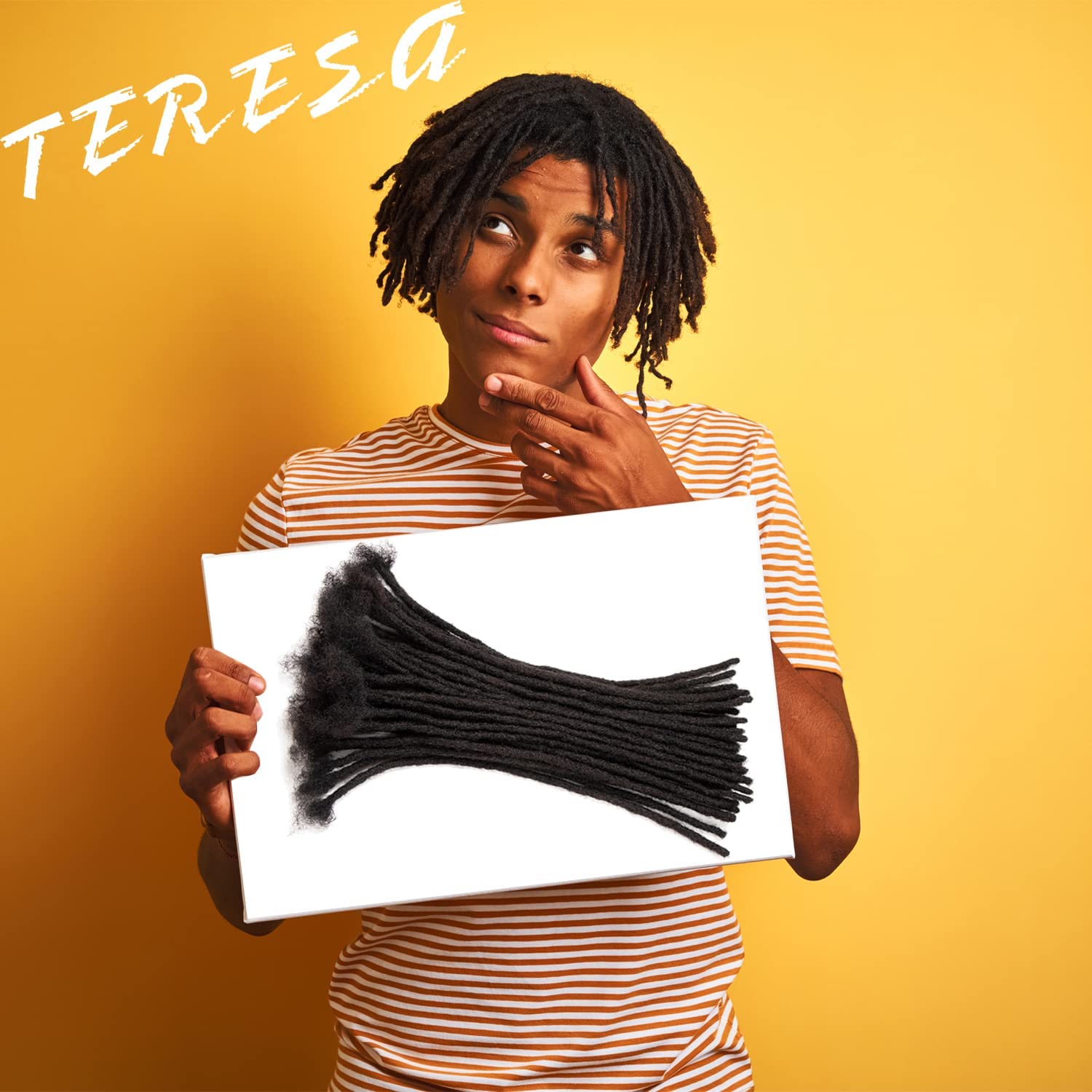 Teresa 0.4cm & 0.6cm & 0.8cm Width 100% Human Hair Dreadlock Extensions for Men/Women/Kids, Full Hand-made Locs Extensions Human