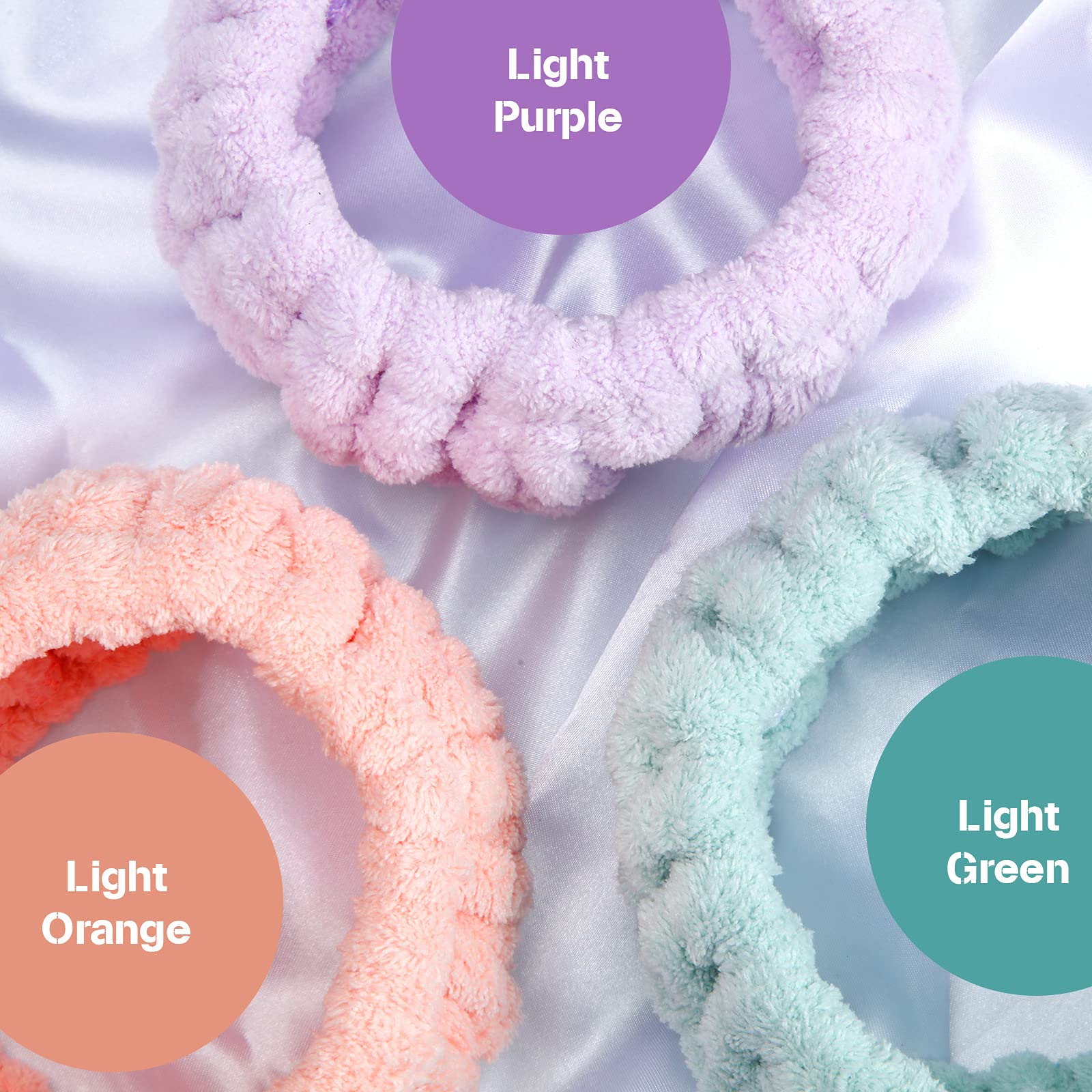 Chuangdi 3 X Face Wash Bands For Makeup And Yoga Sports Shower Face Spa Headband Elastic Headband For Girls And Women (Light Ora