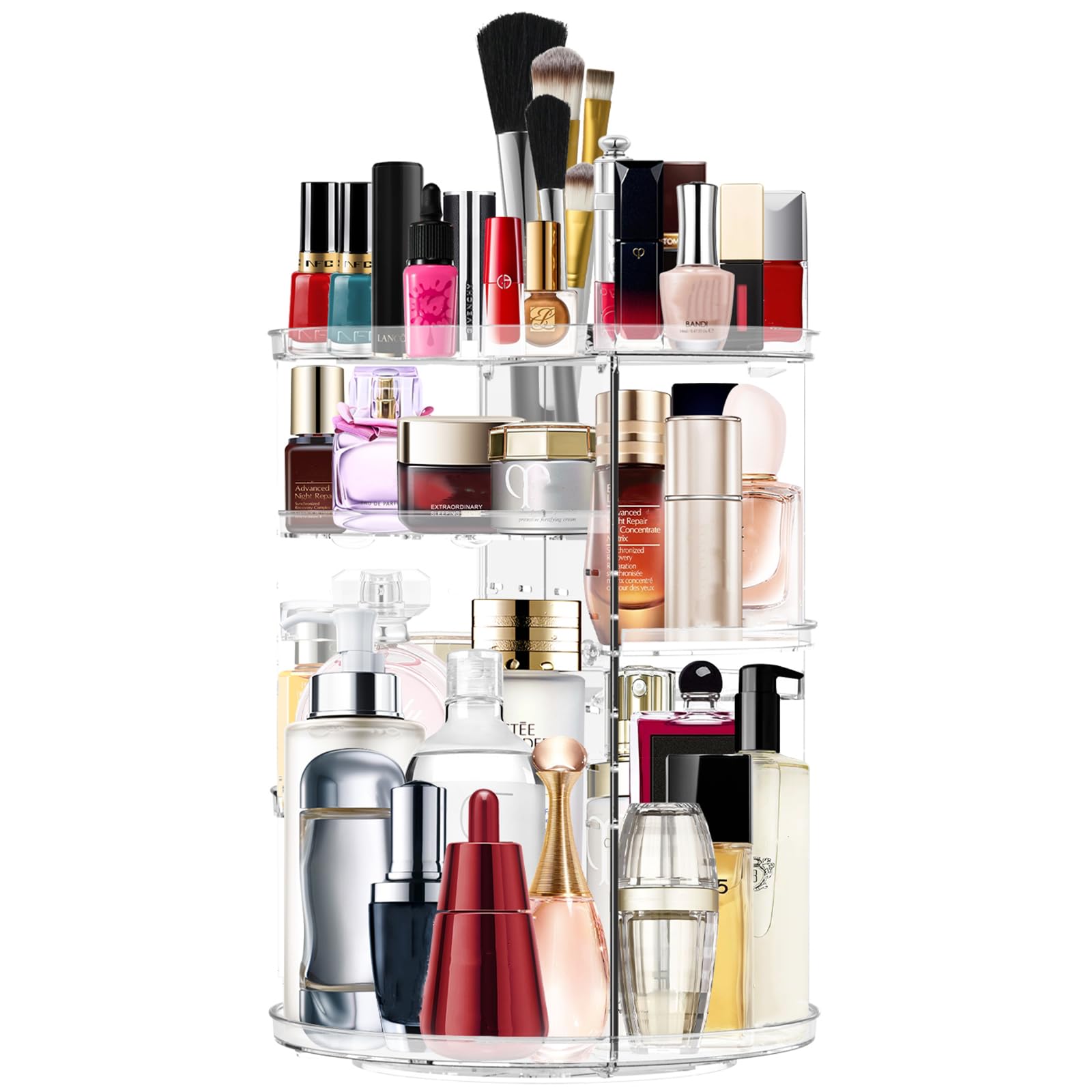 Makeup Organizer 360 Rotating Cosmetic Organizer Diy Adjustable Makeup Carousel Spinning Holder Rack, Large Capacity Cosmetic St