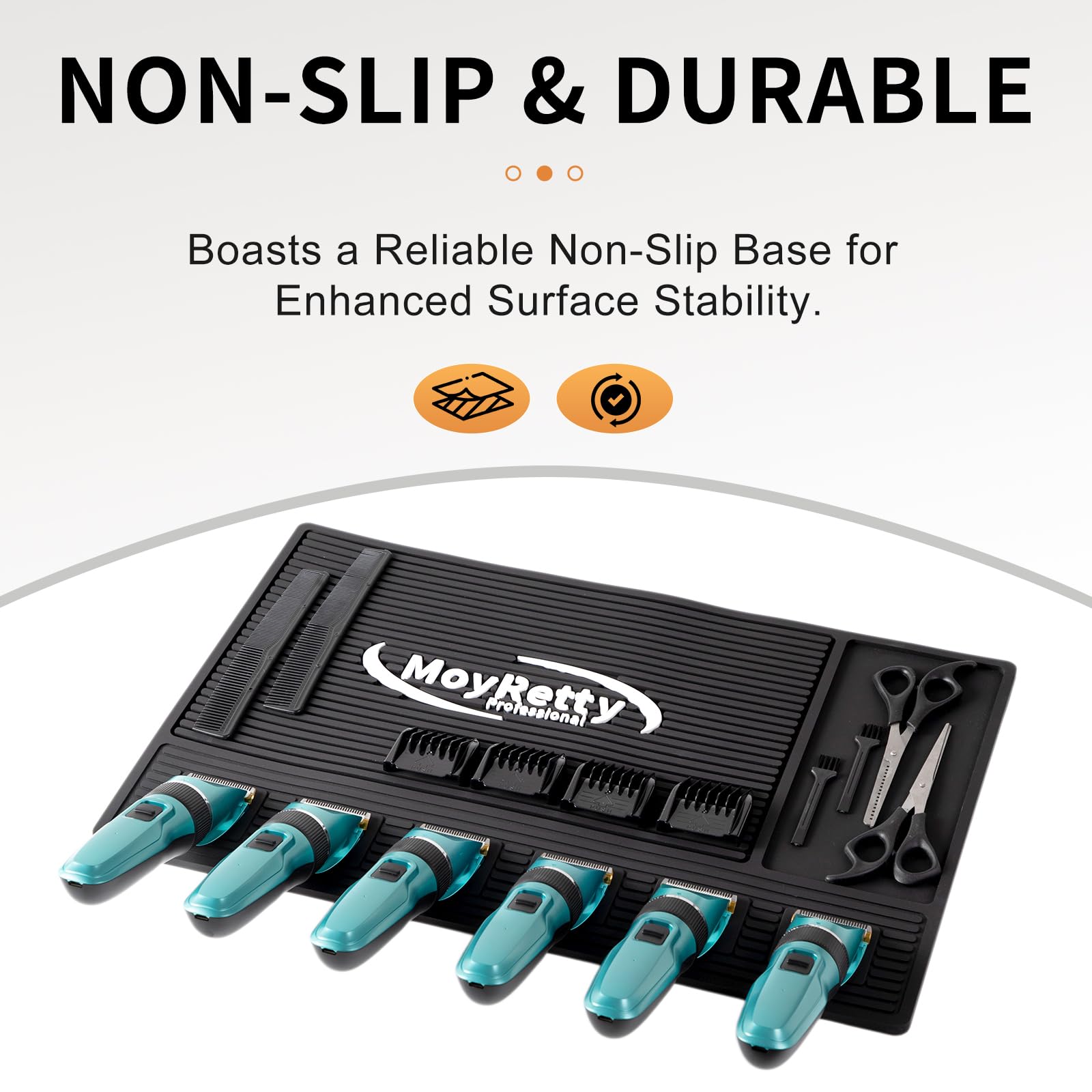 Moyretty Magnetic Barber Mat For Clippers, (18.9'' X 12.6'') 6 Strong Magnetic Organizer Stations For Heavy Clippers And Trimmer