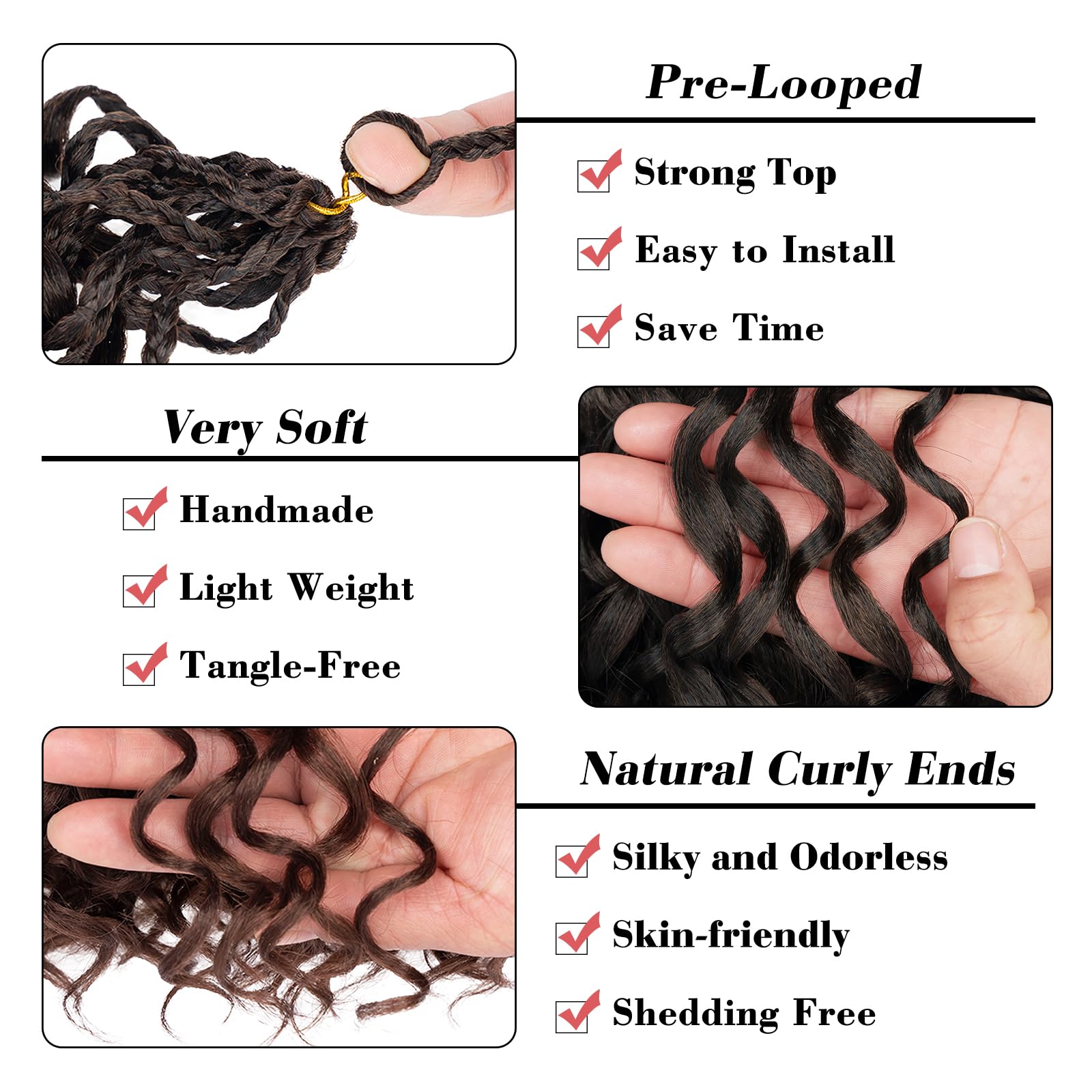 Leeven 10 Inch 8 Packs Gogo Curl Crochet Hair Ombre Brown Pre Looped Ocean Wave Crochet Hair Short Deep Twist Curly Bohemian Cro
