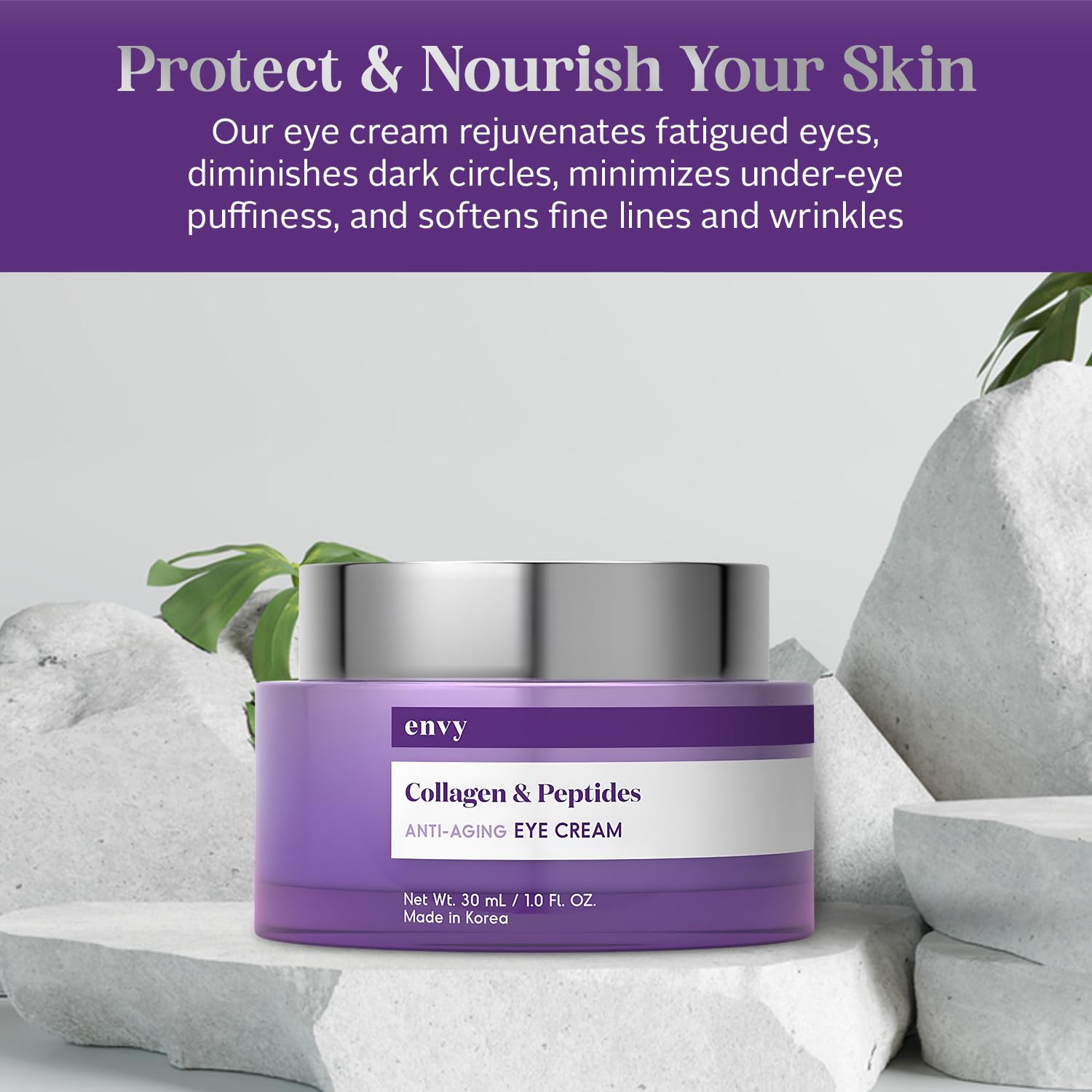 Envy Collagen & Peptides Eye Cream - Reduces Dark Circles, Puffiness & Wrinkles, Moisturizing, Anti-Aging, Rejuvenates, Dermatol