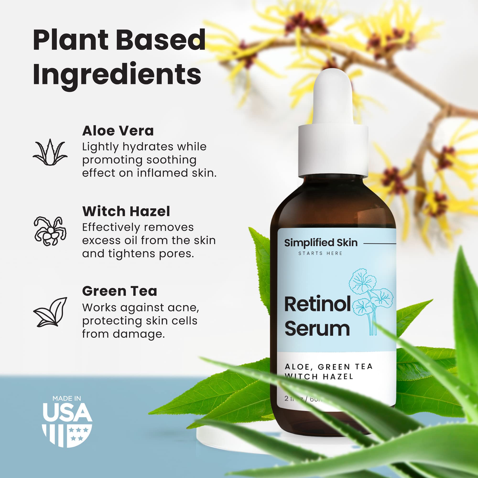 Retinol Serum For Face - Anti Aging Retinol With Hyaluronic Acid Face Serum For Acne Marks And Skin Texture Smoothing Fine Lines