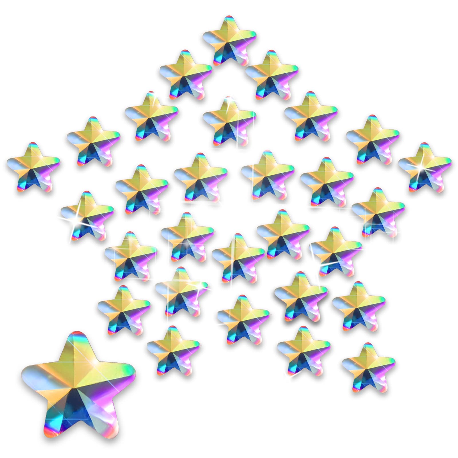 Allstarry 100pcs Flatback Rhinestones Irridescent Star-shaped Face Gems Eye Gemstones Nail Charms for Crafts AB Glass Crystals f