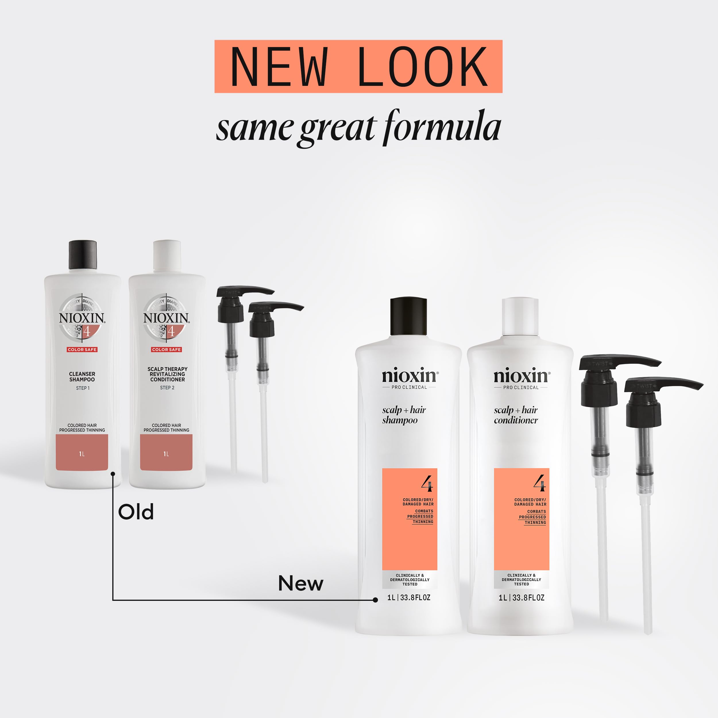 Nioxin System 4 Shampoo & Conditioner Prepack, For Color Treated Hair With Progressed Thinning, Pumps Included, 33.8 Fl Oz (Pack