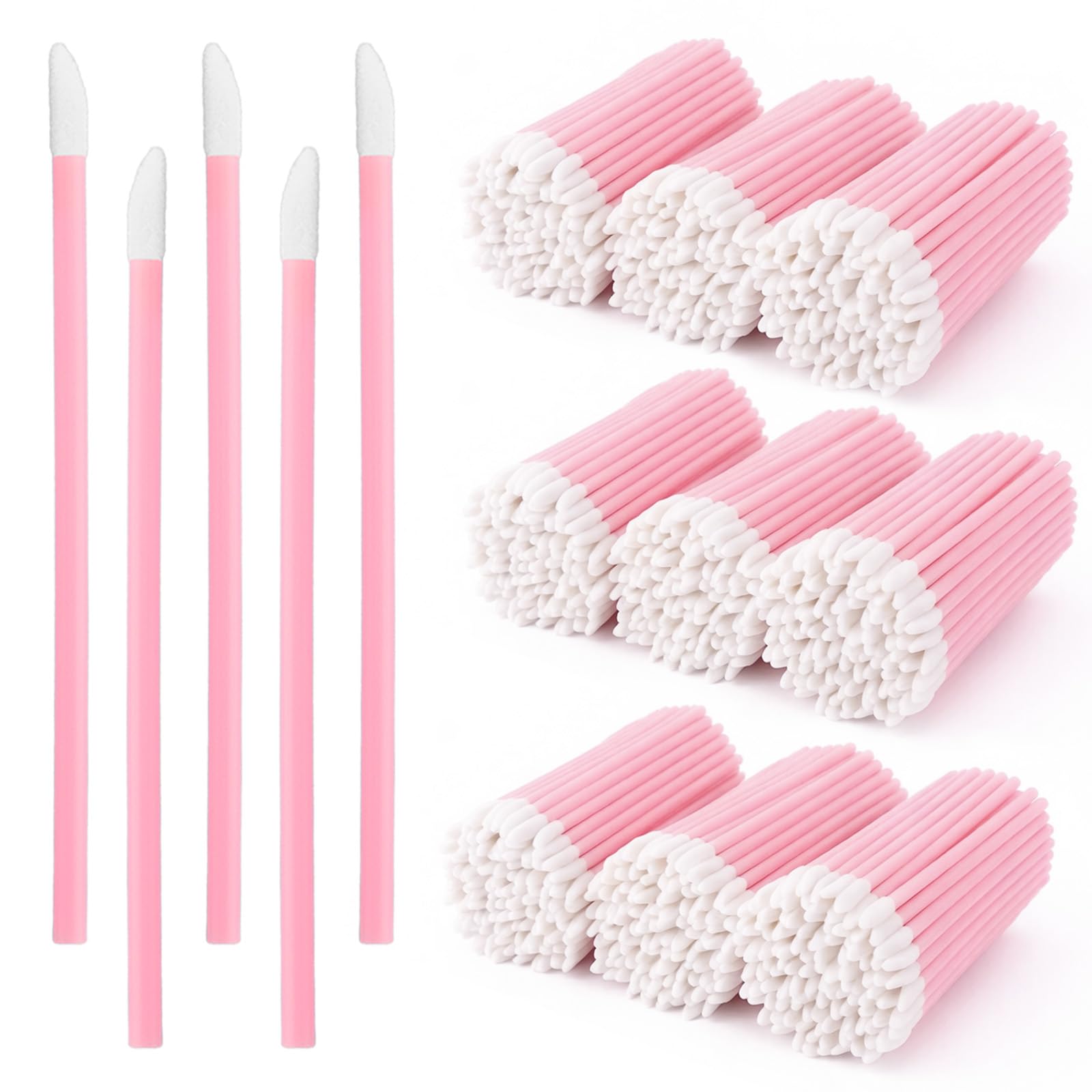 Chanaco 700Pcs Lip Wands Applicators Disposable Pink Lip Brushes for Lipstick Lip Gloss Testers Wands Lint Applicator Makeup Bea