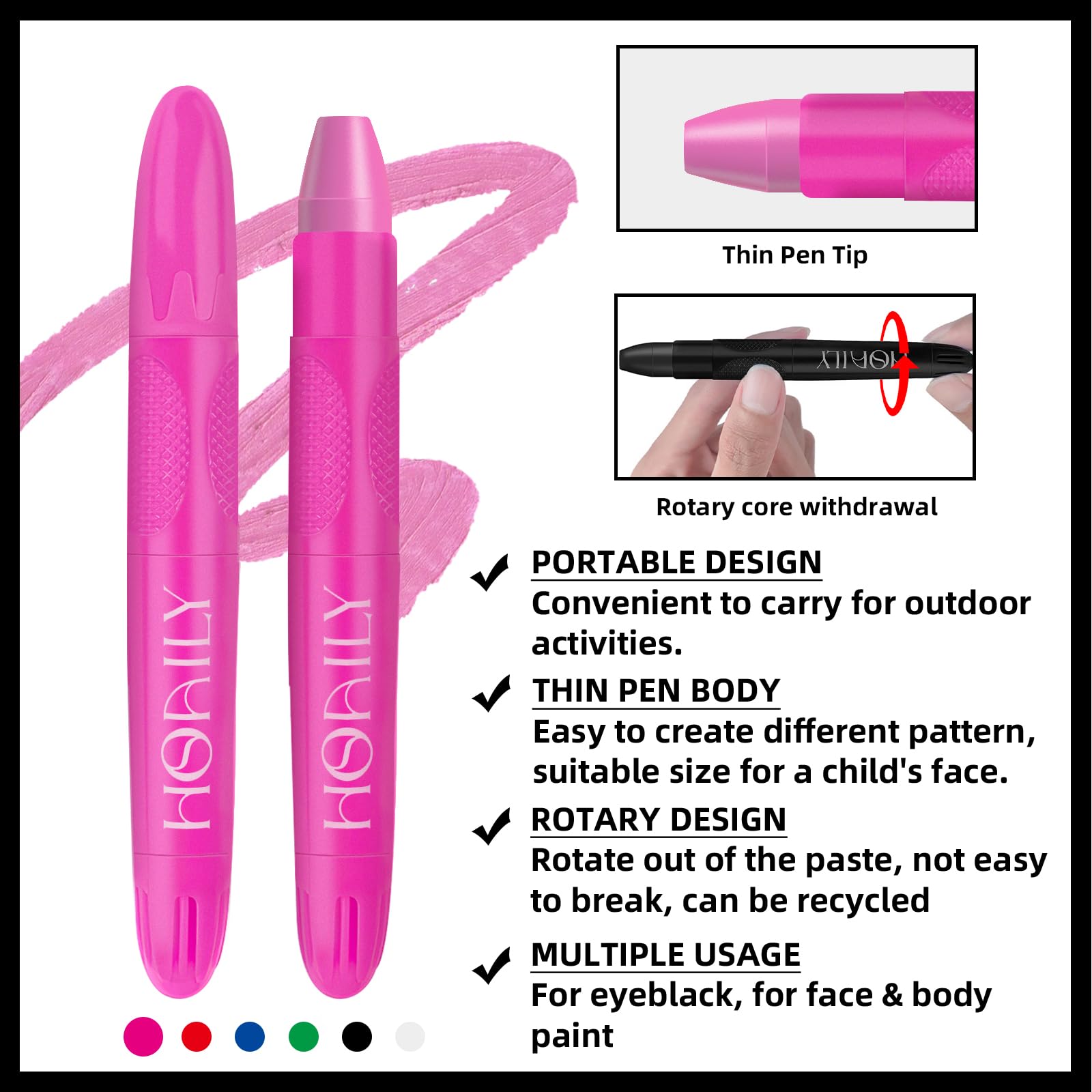 Hosaily Eye Black Stick, Pink Eyeblack Sporting Face Paint For Softball Baseball Football Lacrosse Long Lasting Cream Face Body
