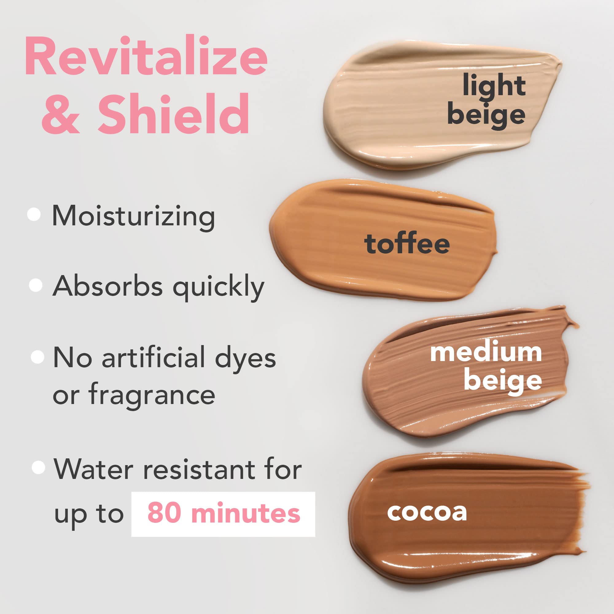 Tinted Sunscreen For Face - Spf 20 With Natural & Organic Ingredients Broad Spectrum Sunblock Lotion, Tinted Moisturizer Zinc Ox