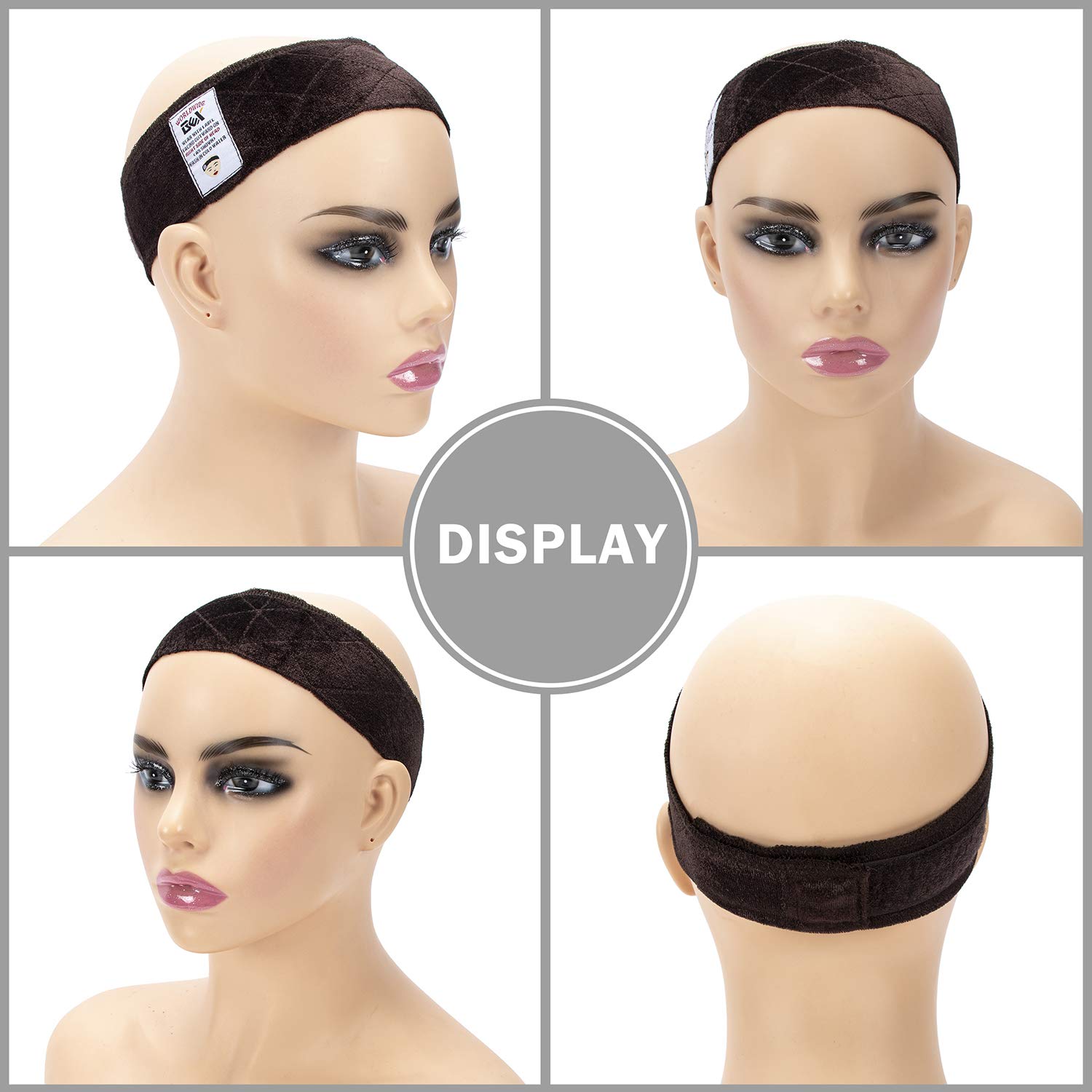 gexworldwide GEX Wig Grip Band Adjustable Velvet Non-Slip Breathable Head Band to Keep Wig Secured and Prevent Headaches (Brown)