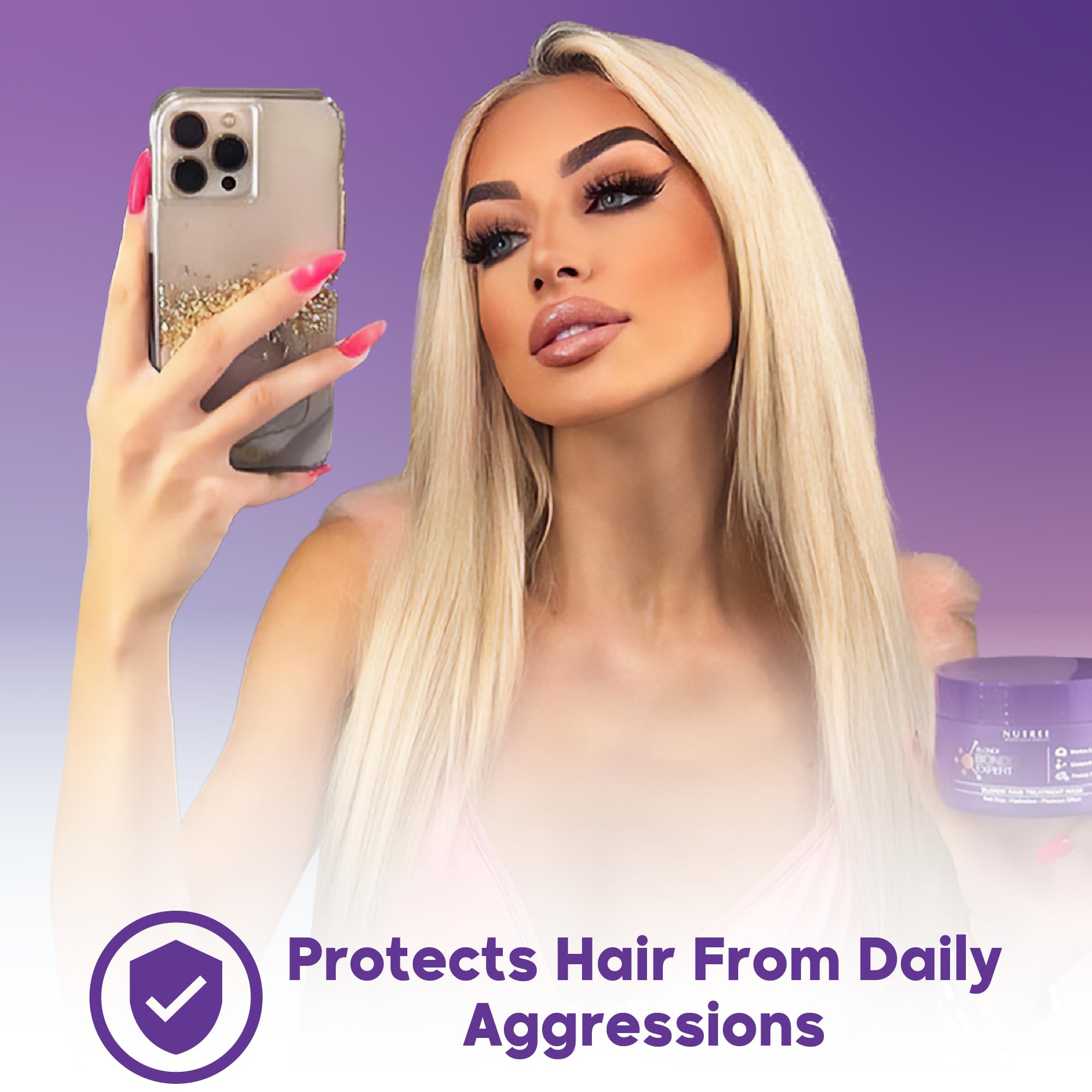 BLONDE BONDOX HAIR TREATMENT 33.8 oz Purple Hair Mask for Blondes | Almond Oil Hair Repair Moisturizer Thermal Mask | Results fo