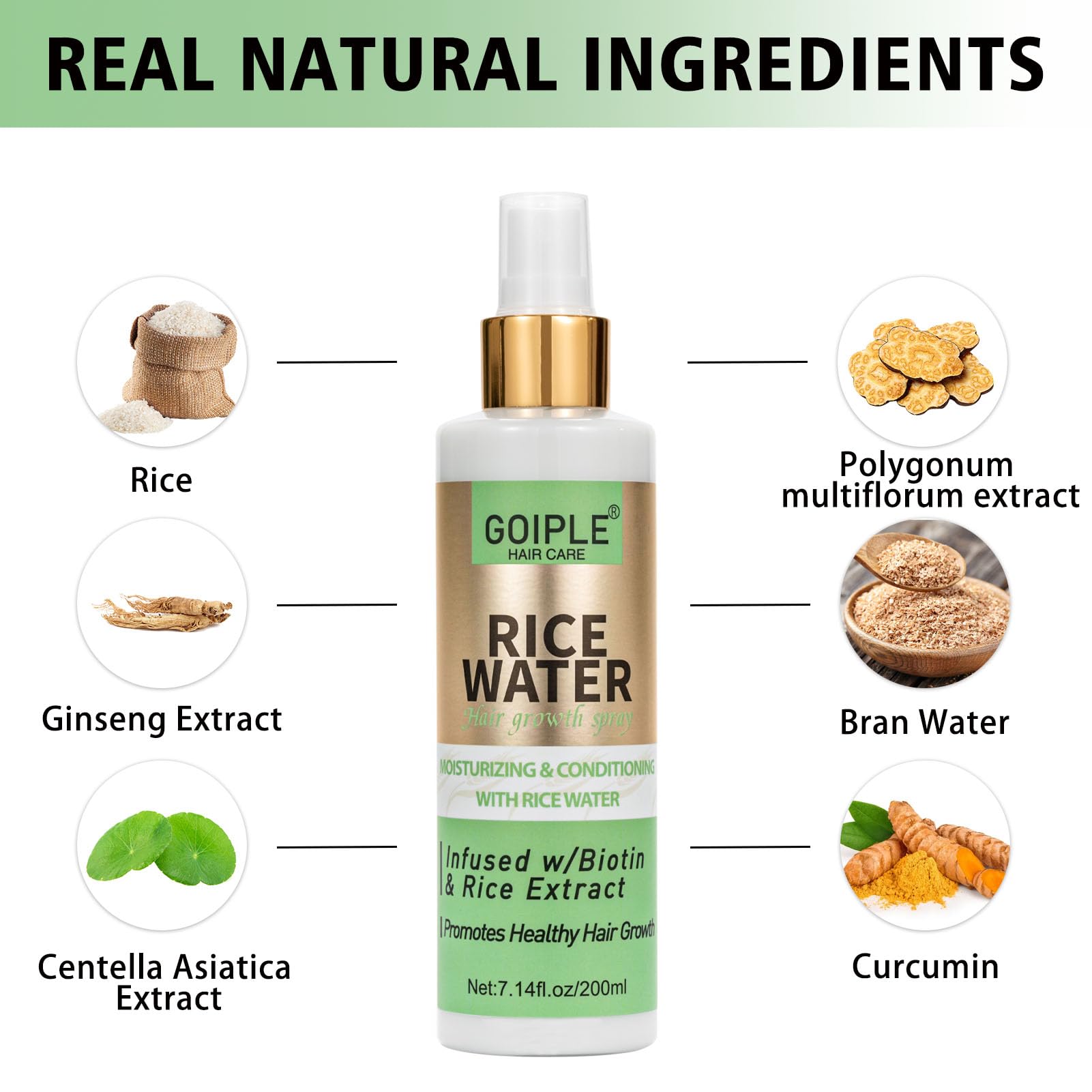 'Wozutunt Rice Water For Hair Growth, 7.14 Fl Oz Leave In Care Products For Women & Men, Spray, Mist Dry, Frizzy, Weak, Damaged