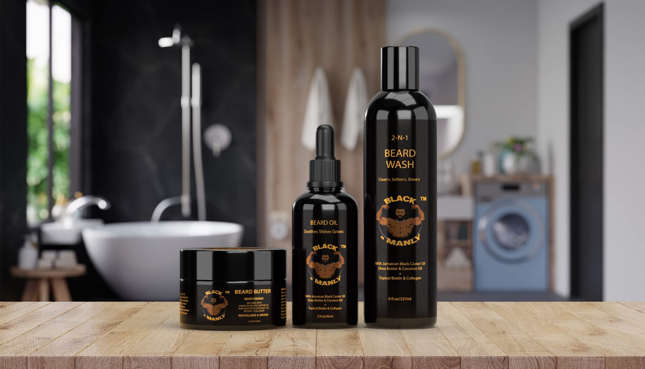 Black N Manly Beard Wash, 2 N 1, Shampoo & Conditioner, Cleans, Shines, Fresh Cologne Scented, Biotin, Collagen, 8 Fl Oz, By, C-