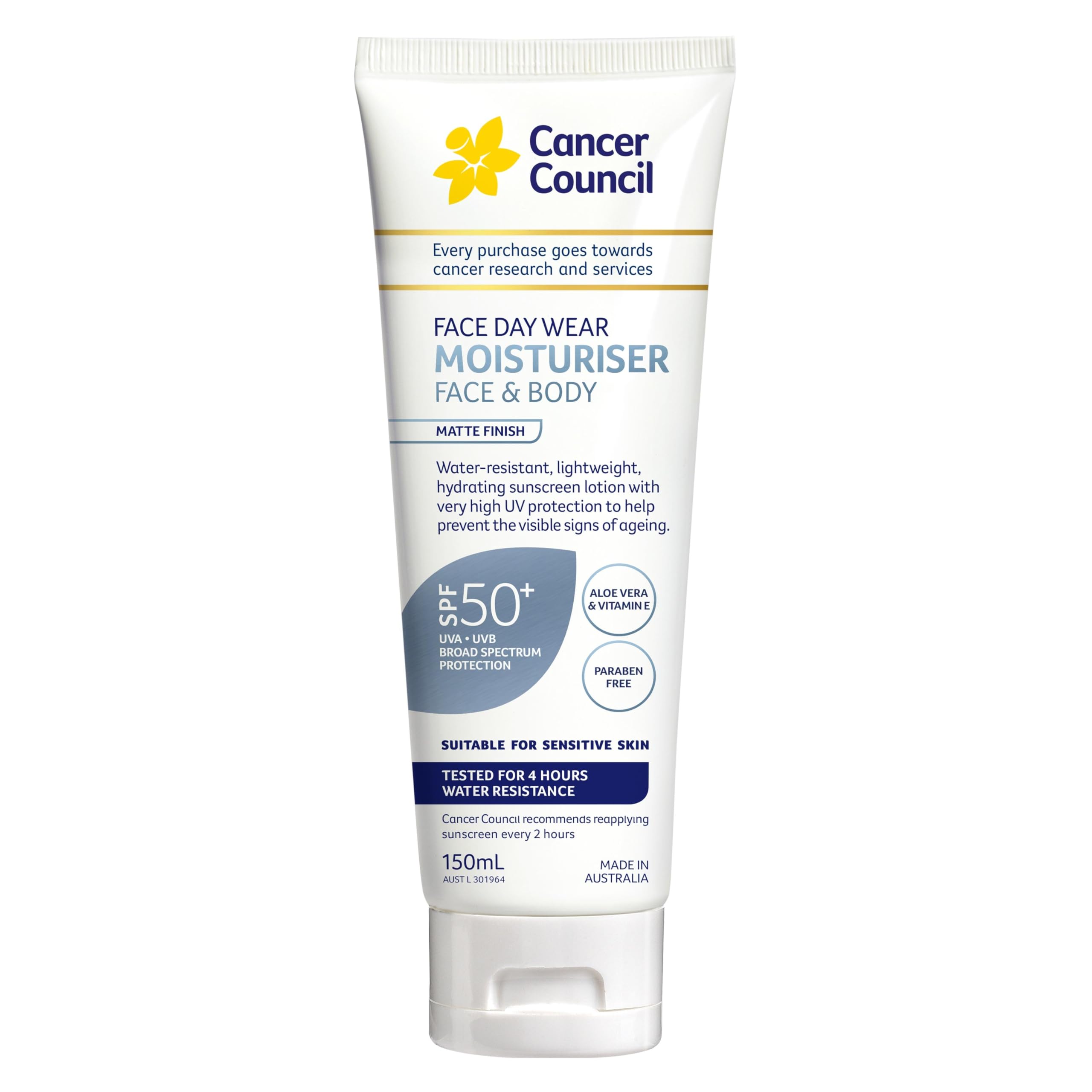 Cancer Council SPF 50+ Day Wear Face Matte Invisible 4hr Water Resistant 75ml...