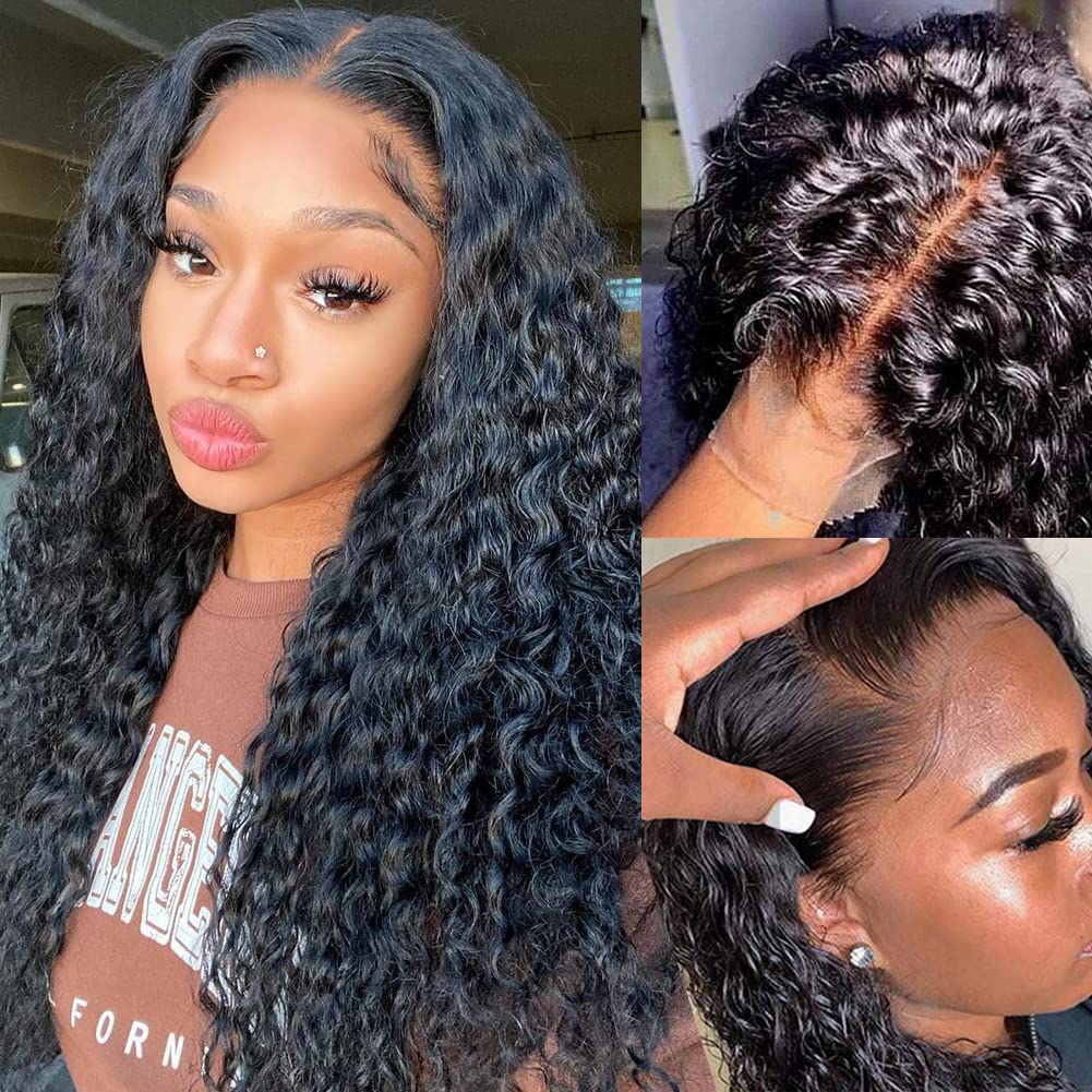 Glueless Water Wave Lace Front Wigs Human Hair For Women 180 Density Unprocessed Brazilian Virgin Human Hair Wigs With Baby Hair