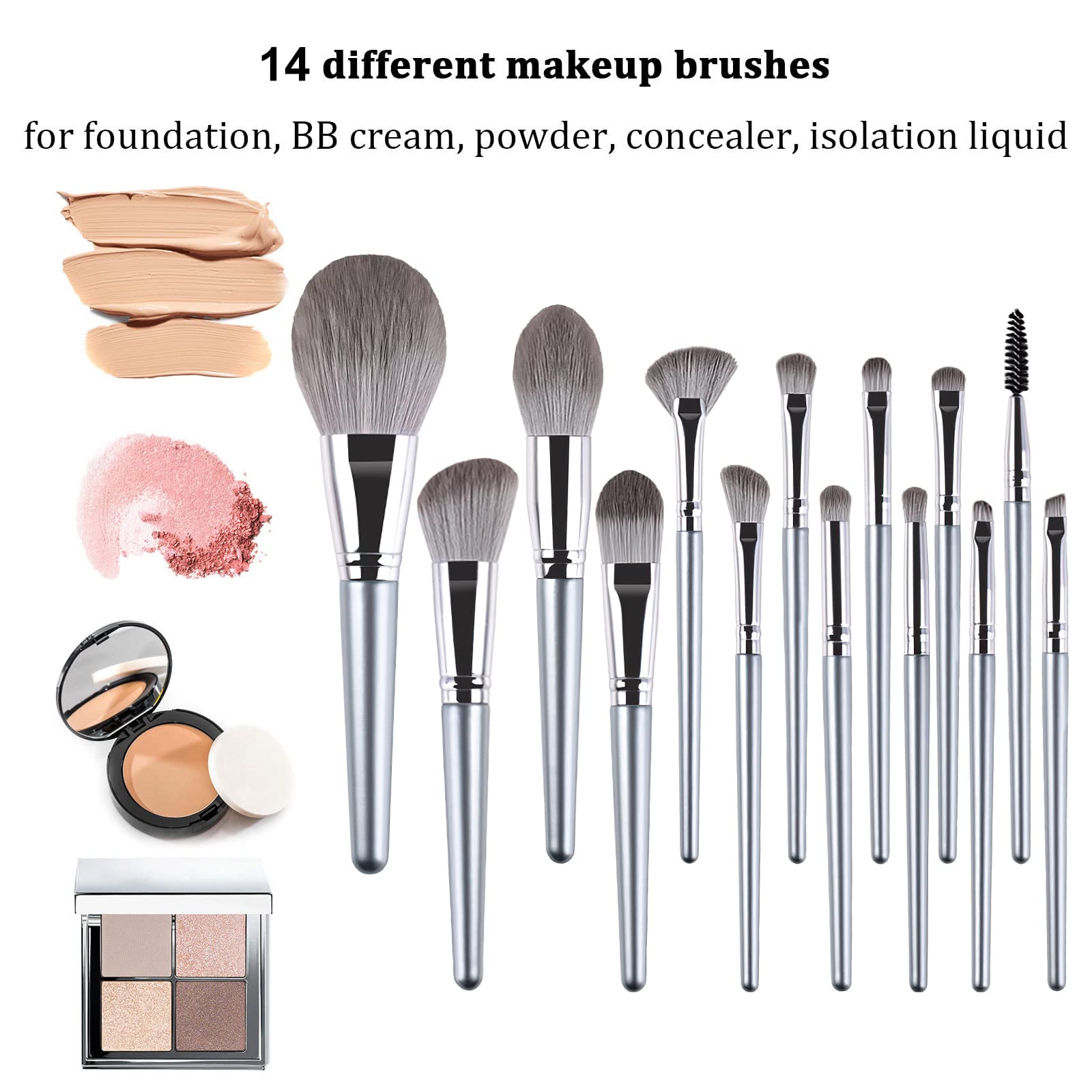 Makeup Brushes With Bag 14Pcs Professional Makeup Brush Set