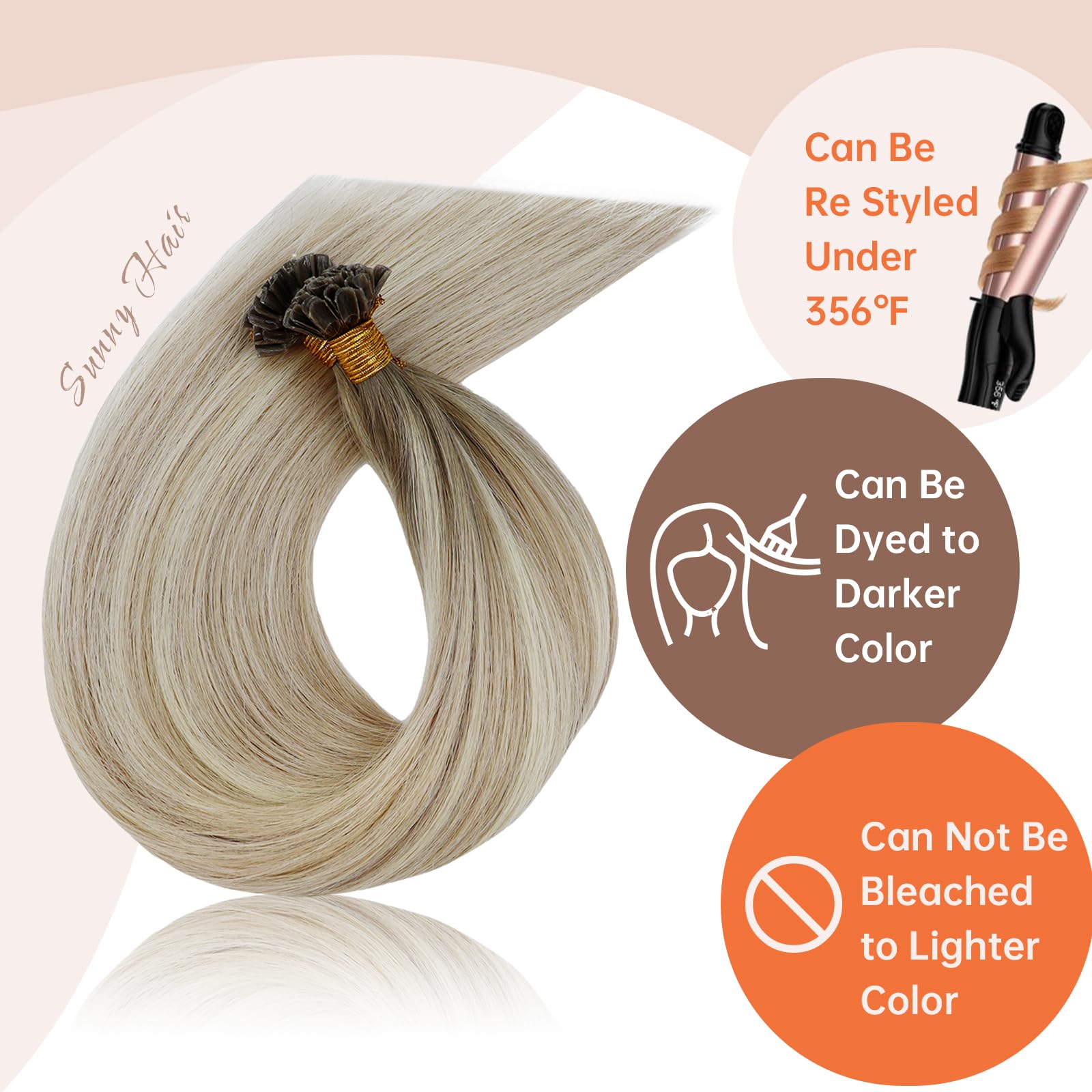 Sunny U Tip Hair Extensions Human Hair Blonde Hair Extensions U Tips Pre Bonded Hot Fusion Utip Keratin Hair Extensions Balayage