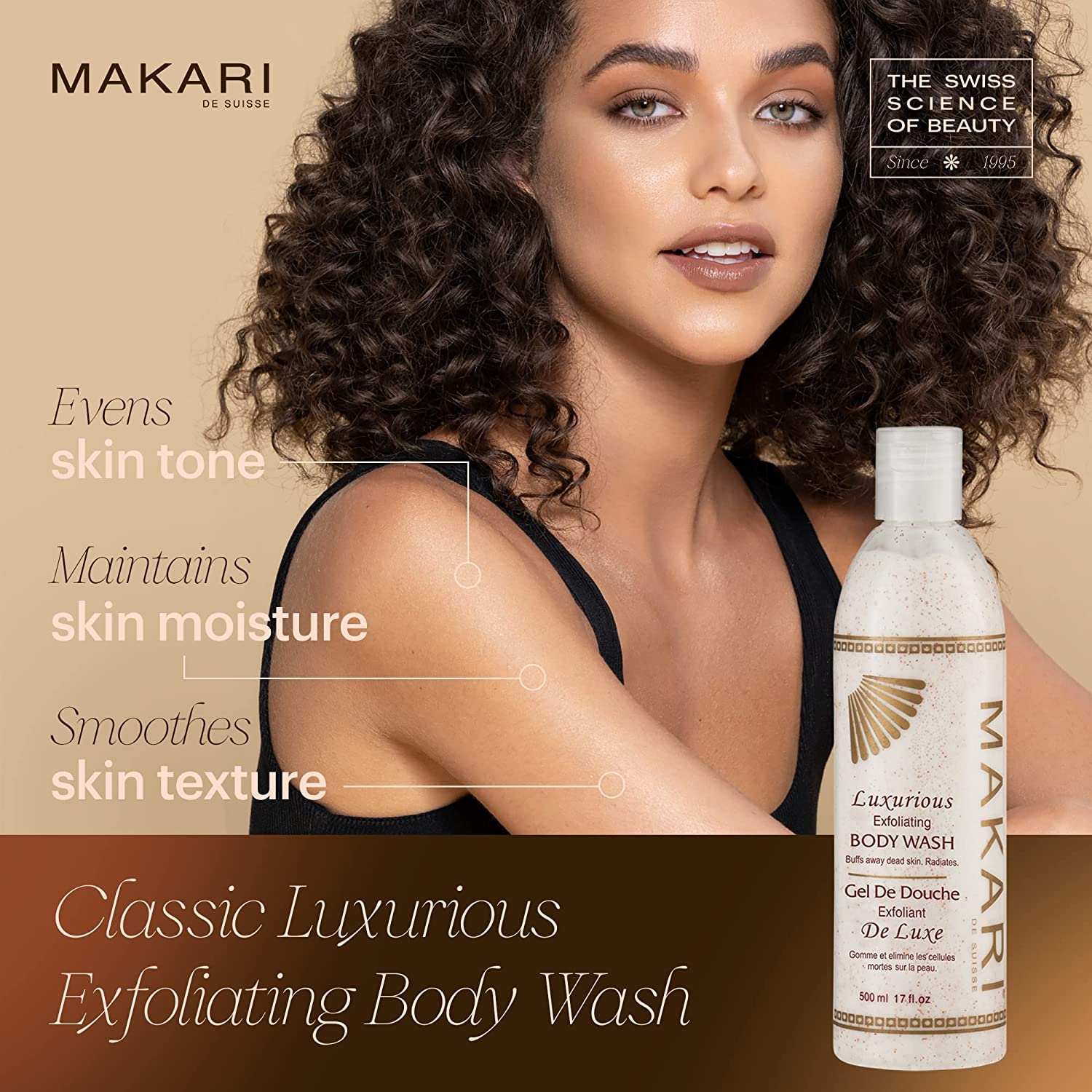 Makari Classic Luxurious Exfoliating Body Wash (500 Ml) | Brightening & Exfoliating Body Cleanser | Removes Dead Skin Cells & Un