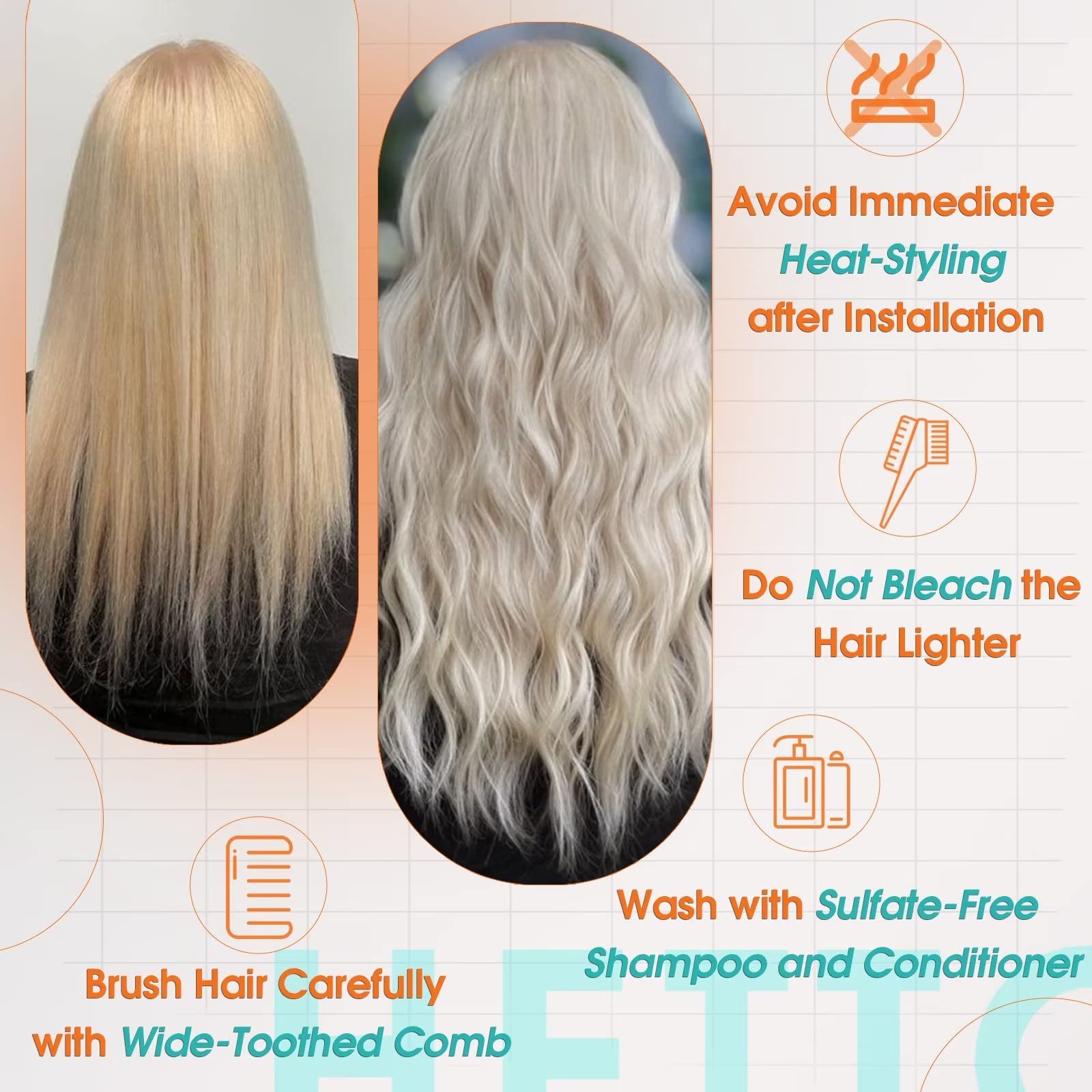 Hetto Blonde Hair Weft Extensions Human Hair Sew in Blonde Weft Hair Extensions Human Hair 12 Inch 70g #60 Platinum Blonde Human