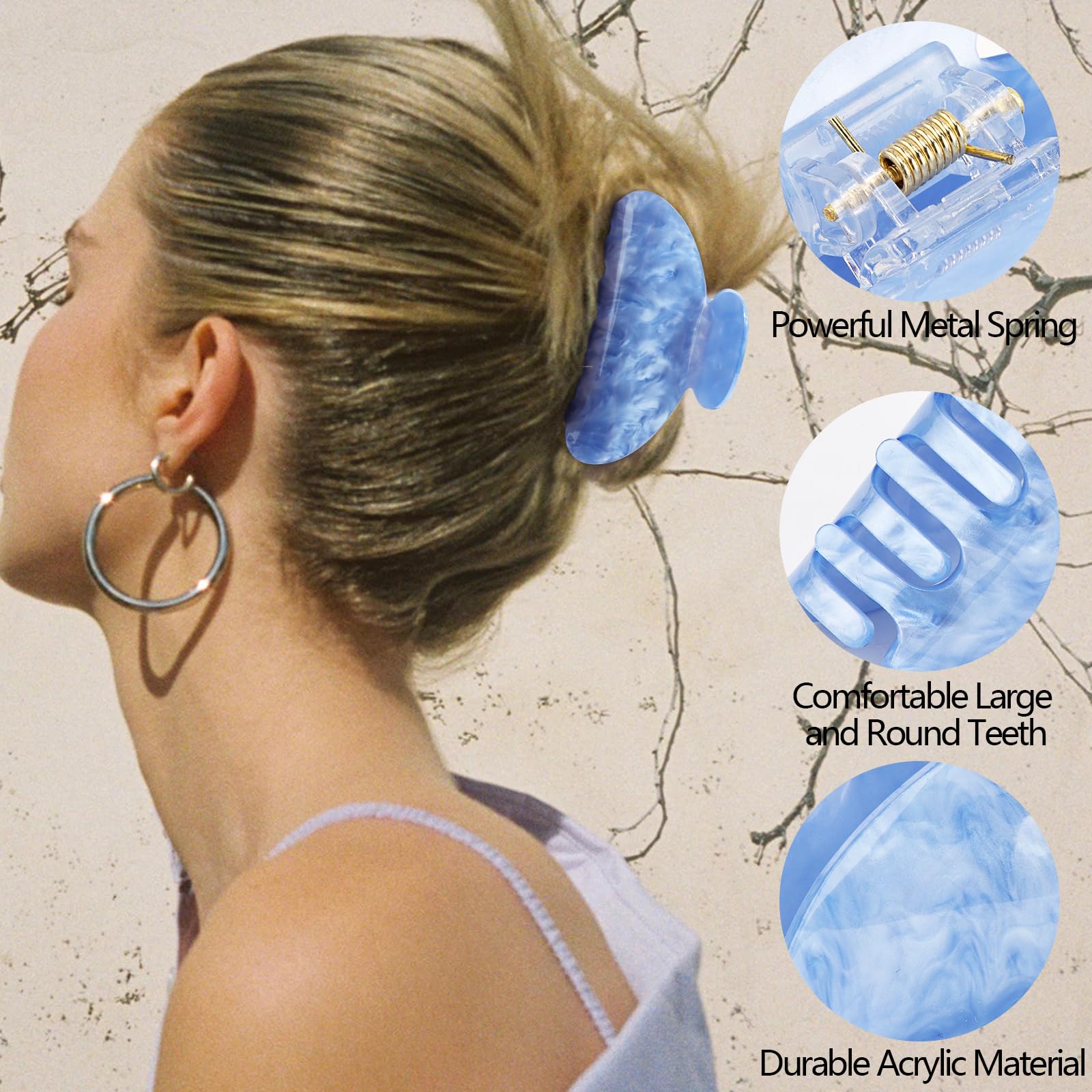 Canitor Hair Claw Clips for Women Acrylic Marbled Hair Clips for Thick Thin Hair Emi Cute Hair Accessories Preppy Teen Girl Gift