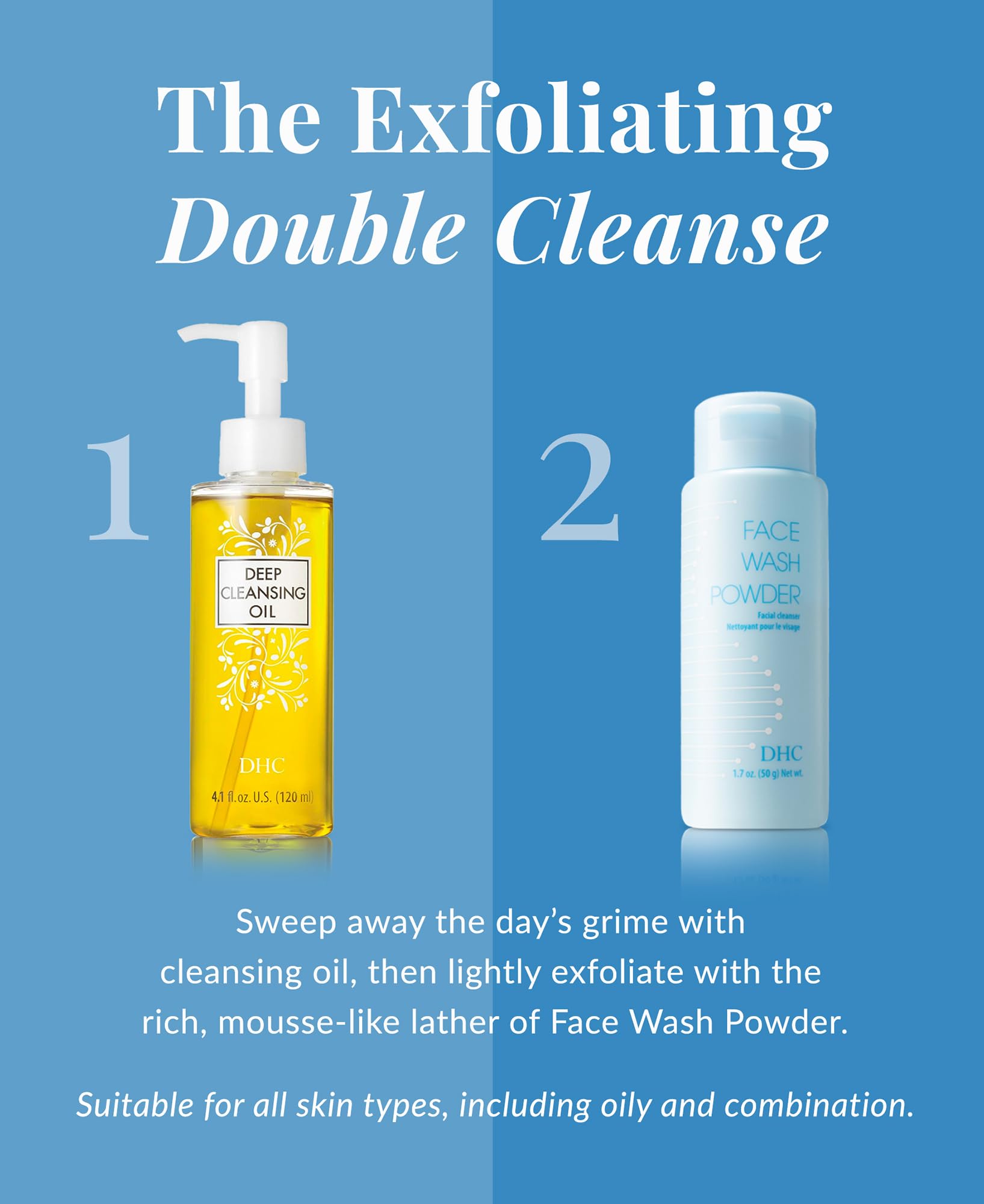 DHC Deep Cleansing Oil 4.1 Fl Oz. and Face Wash Powder 1.7 oz. Net wt.