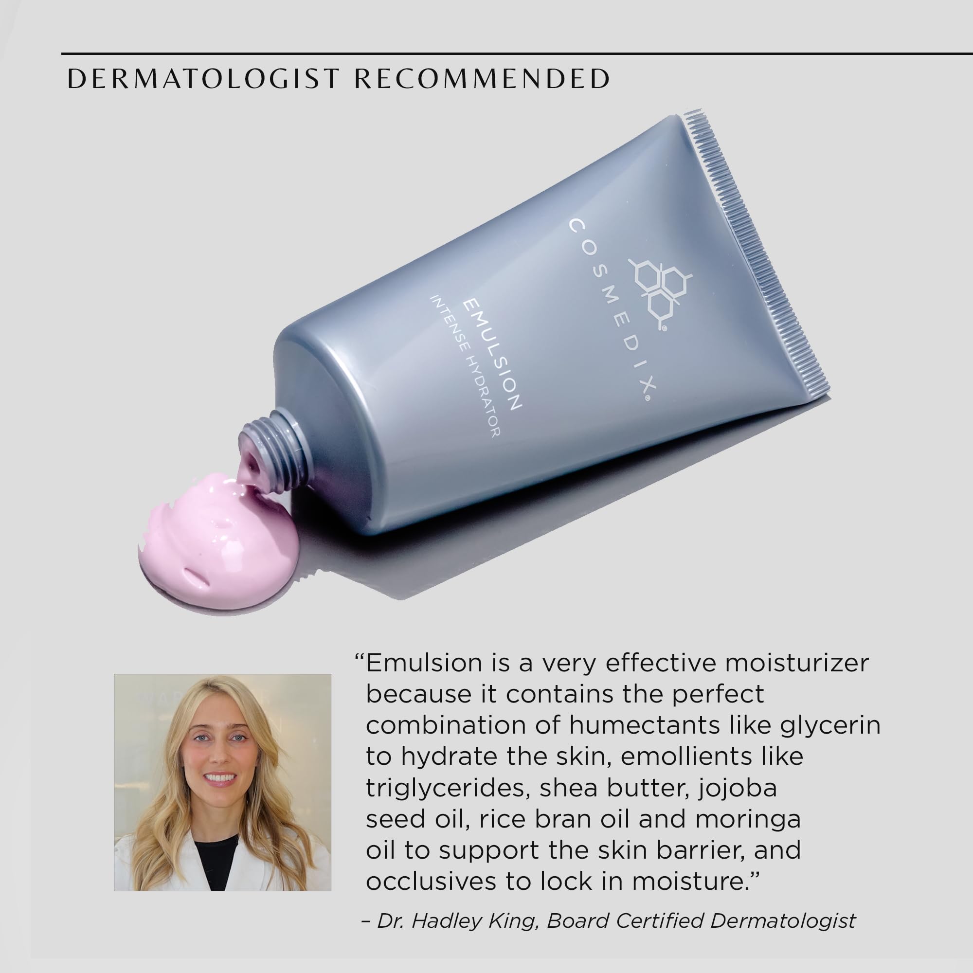 Cosmedix Emulsion Intense Hydrating Face Moisturizer For Daily Skin Care - Moisturizes & Hydrates Dry Skin, Redness Relief For F