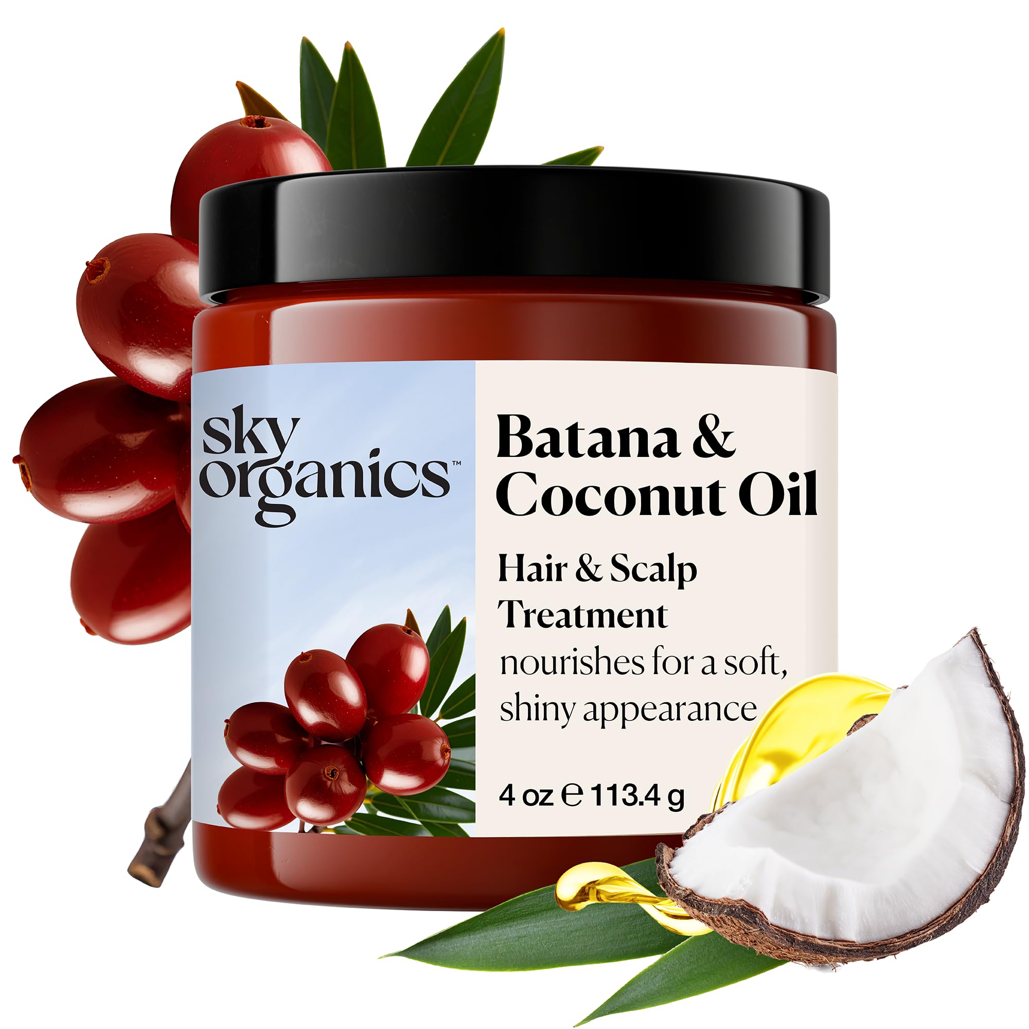 Sky Organics Batana & Organic Coconut Oil 4 fl oz, Hydrating Hair Treatment