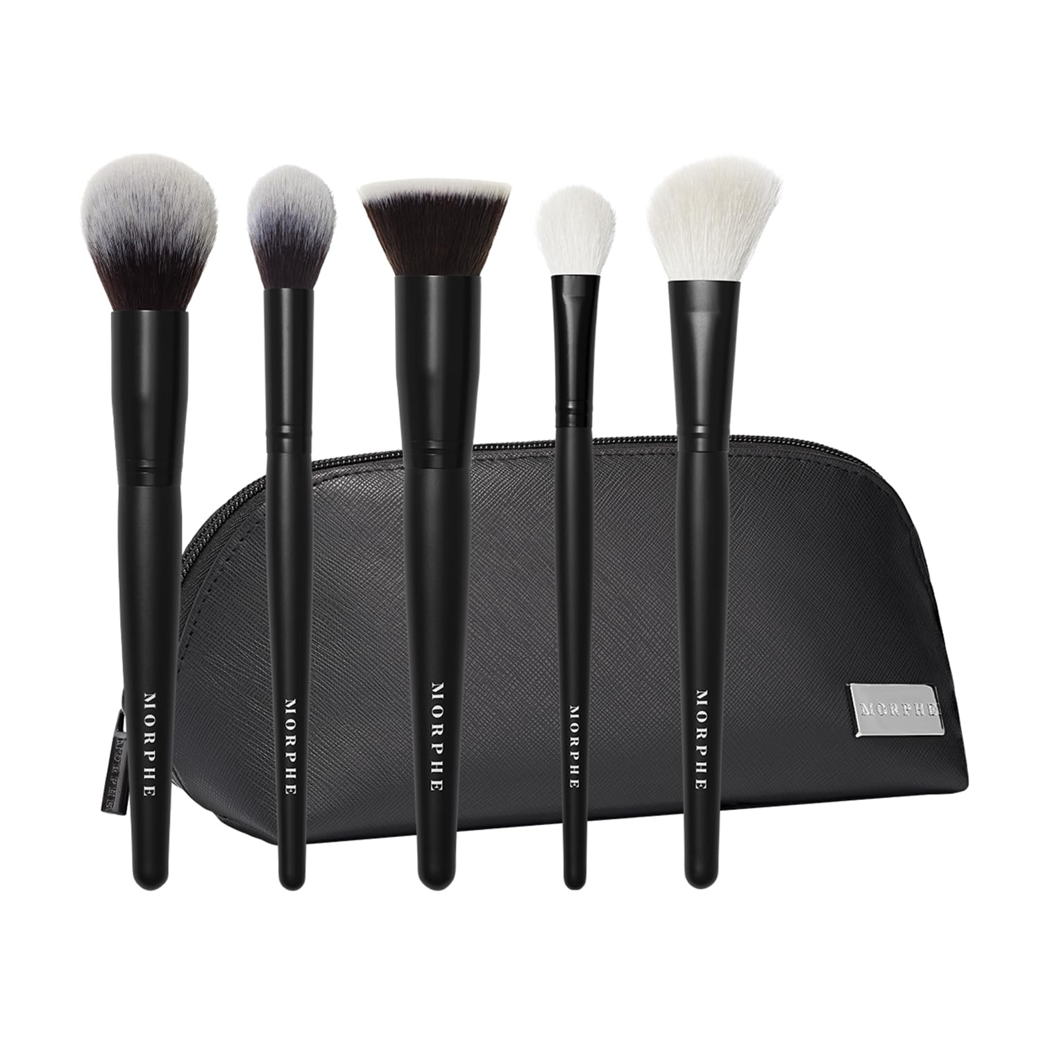 Morphe Face The Beat Makeup Brushes - 5 Piece Makeup Brush Set with Foundation, Blush, Contour & Blending Brushes - Made with Sy