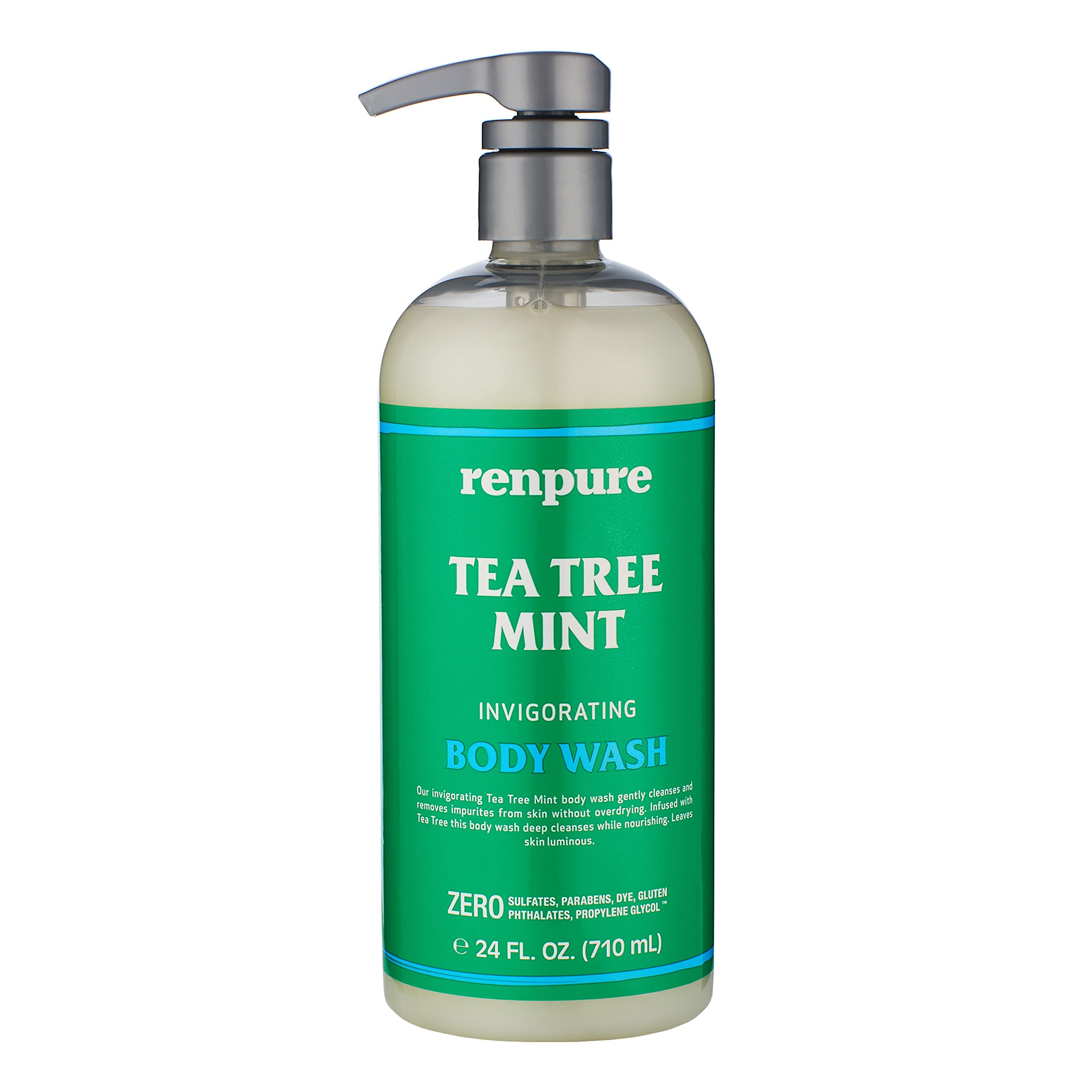 Renpure Original Tea Tree Essential Oil & Peppermint Moisturizing Body Wash With Pump - For Dry Sensitive Skin & Decongest Pores