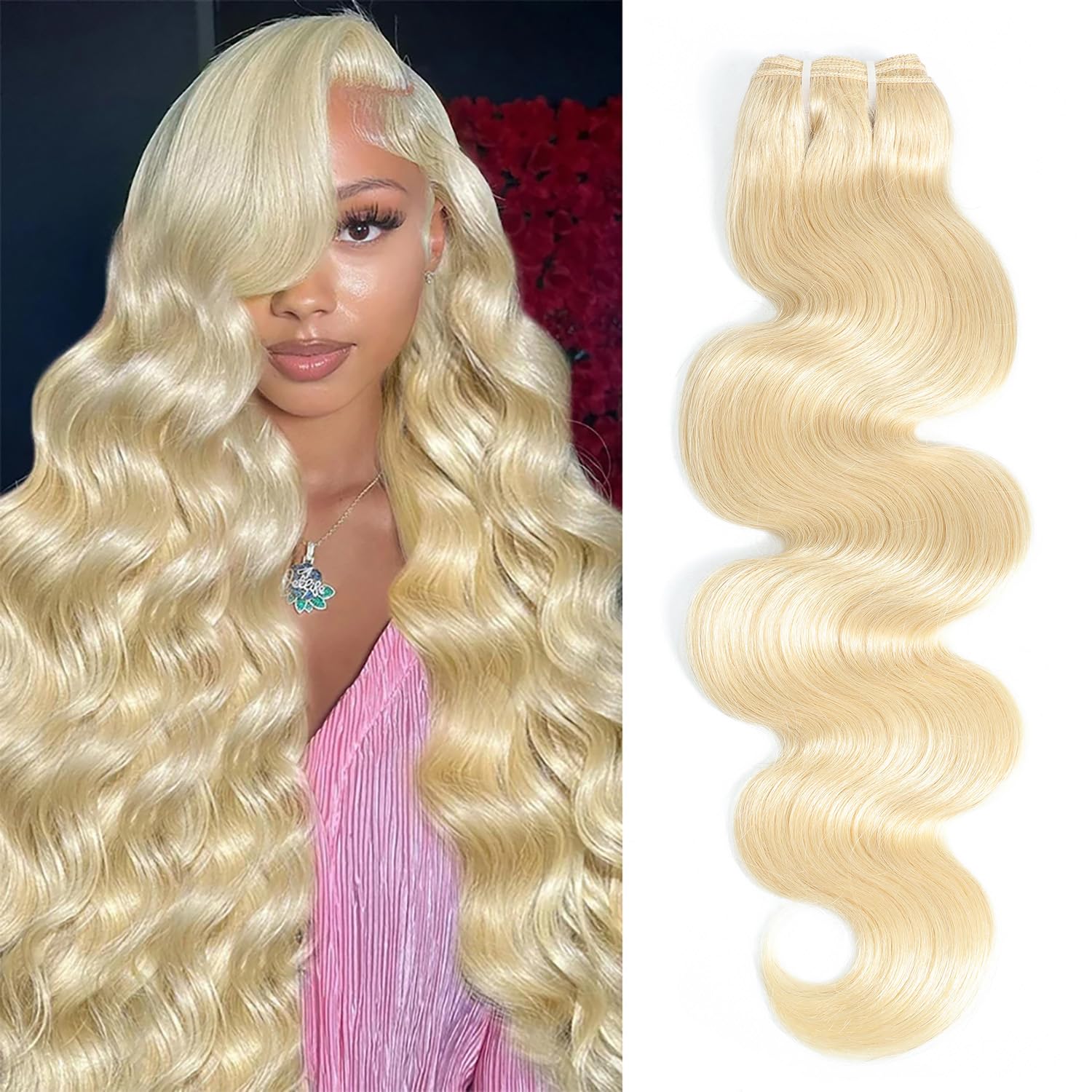 613 Bundles Blonde Human Hair Body Wave Single Bundle 18inch 1 Bundle 100% Unprocessed 12A Brazilian Virgin Human Hair Bundles 6