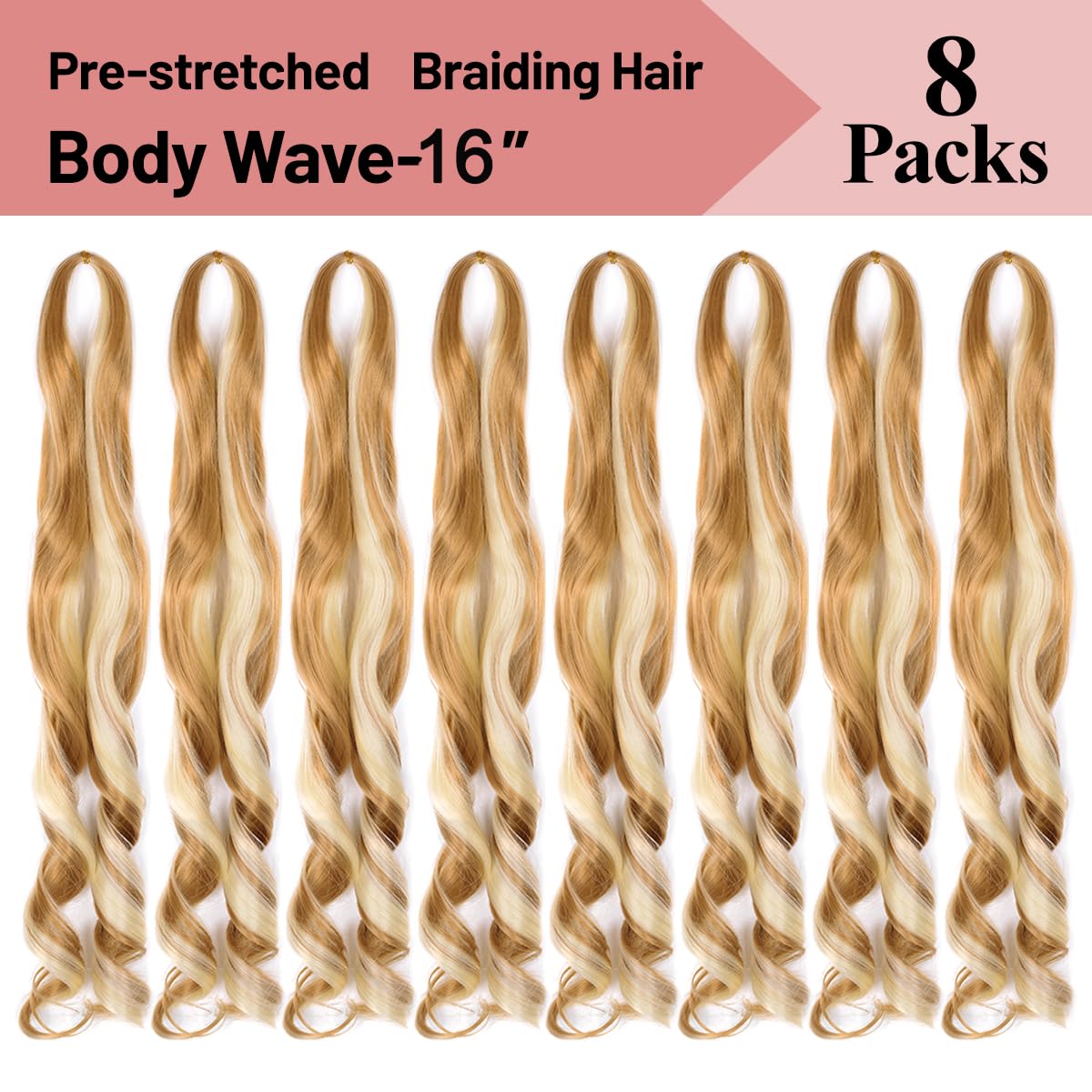 Curly Braiding Hair Box Braids #P27/613 Spanish Curly Braiding Hair For Box Braids 8 Packs Bouncy Braiding Hair 16 Inch Syntheti