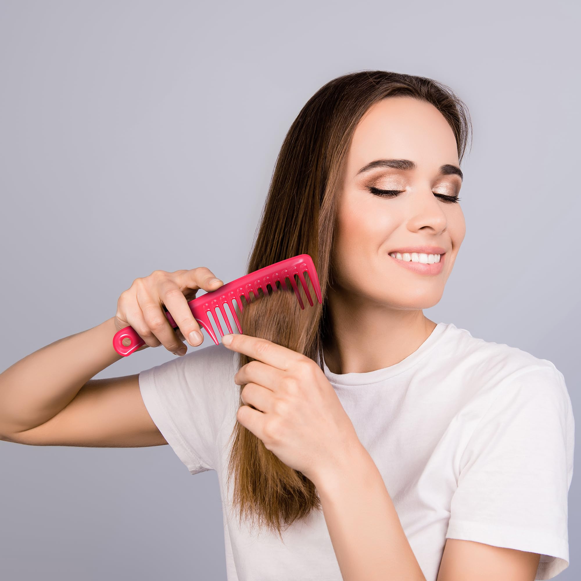 HYOUJIN Wide Tooth Comb Detangling Hair Brush Paddle Hair Comb Care Handgrip Comb-Best Styling Comb for Long Hair Wet Hair (Rose