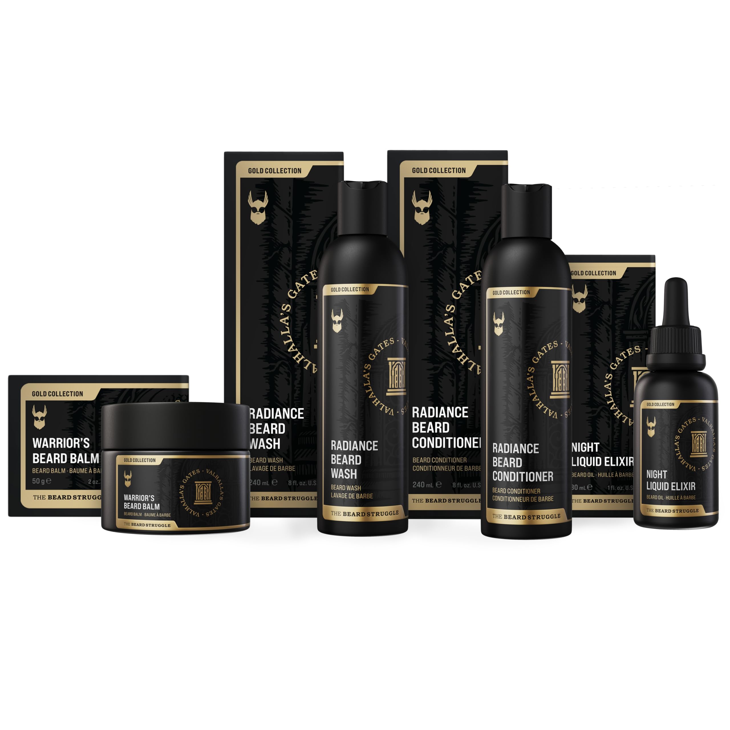 The Beard Struggle Beard Growth Kit For Men Includes Beard Balm, Beard Oil, Beard Wash, & Beard Conditioner - Gold Collection -