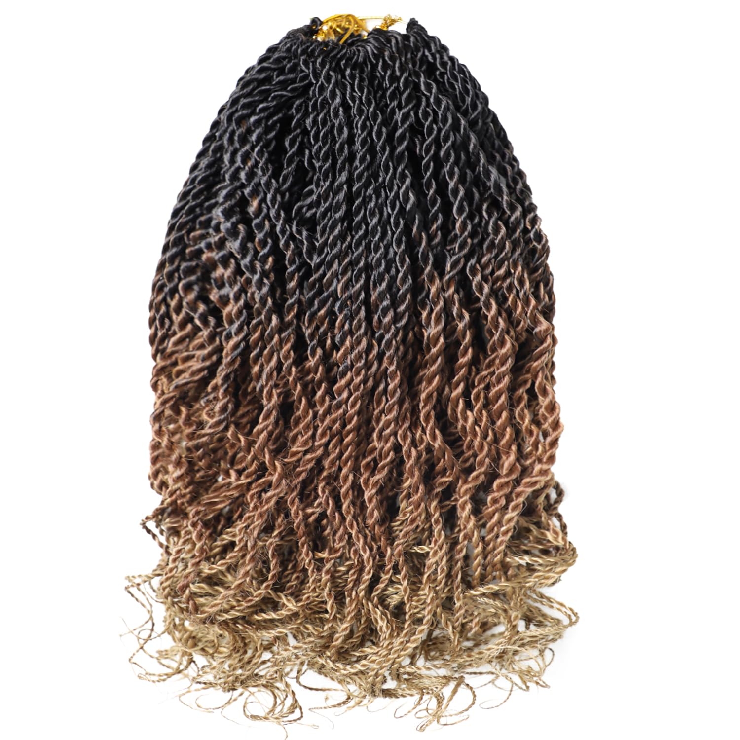 Ombre Wavy Senegalese Twist Crochet Hair With Curly Ends 12 Inch Pre Looped Short Crochet Hair 8 Packs Curly Crochet Hair For Bl