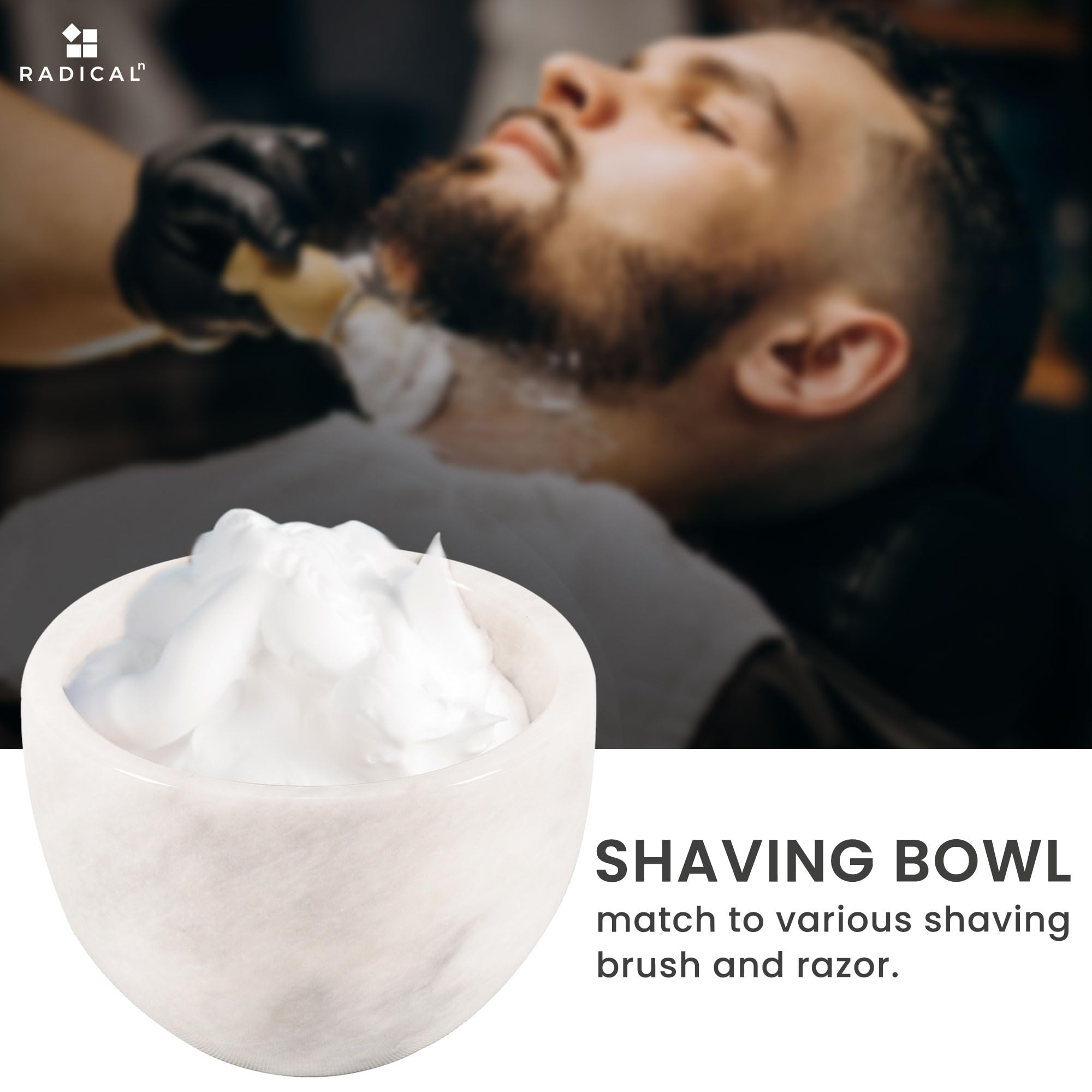 Radicaln Marble Shaving Cream Bowl White 4' X 3' Inches Bathroom Accessories Handmade Shaving Kit Bowl - Barber Supplies For Org
