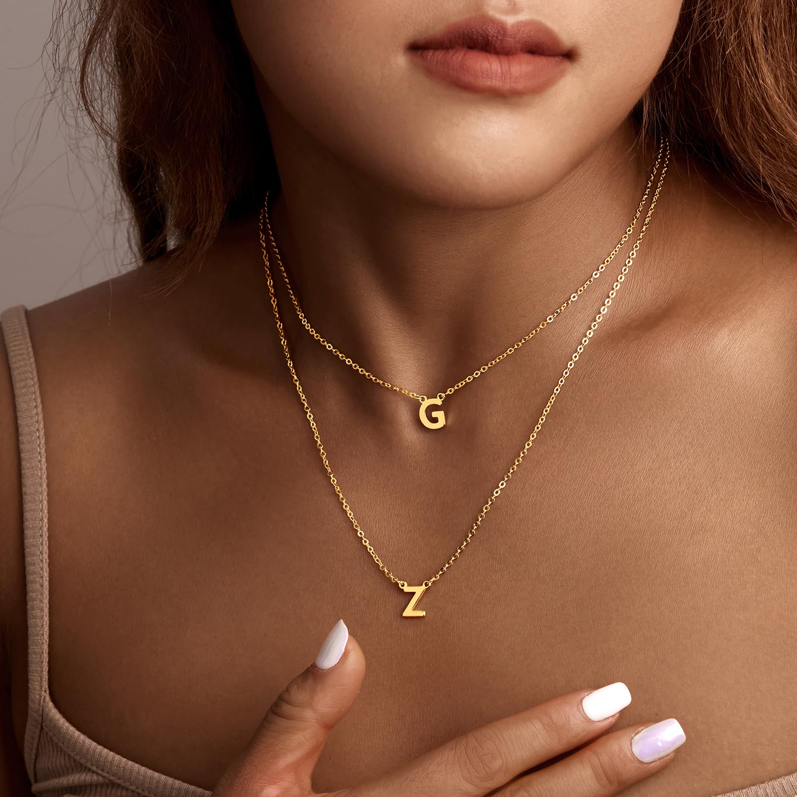 Gold Necklace for Women Dainty Gold Initial Necklace 14K Real Gold A Necklace Jewelry Sets for Women Trendy Valentines Day Gifts