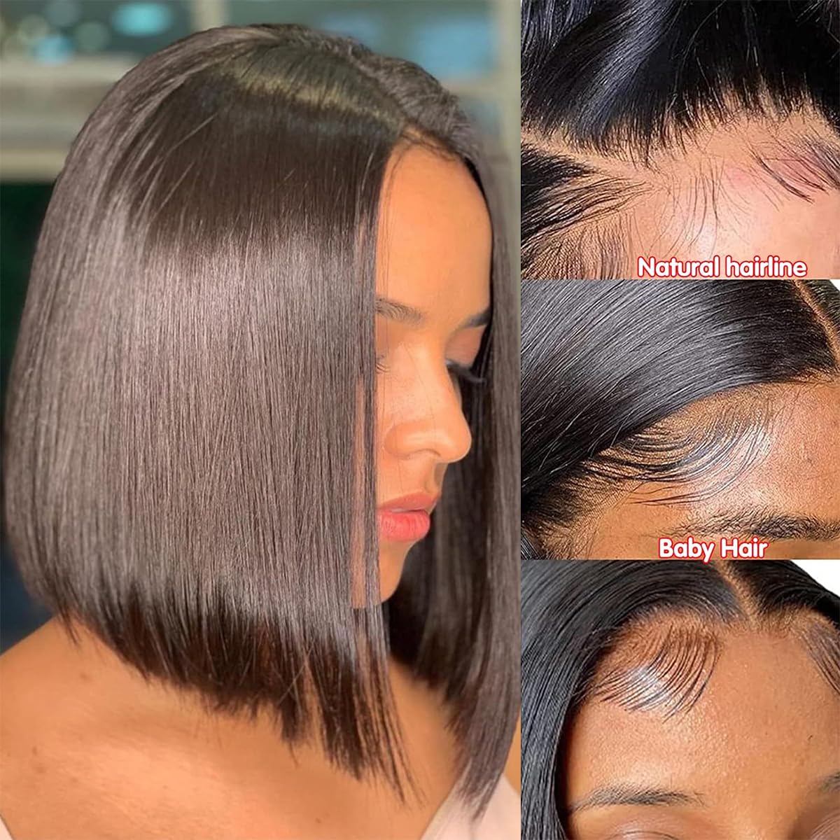 5X5 Bob Wig Human Hair (10 Inch) Straight Closure Bob Wig Human Hair Brazilian Glueless Wigs Human Hair Straight Short Bob Wigs