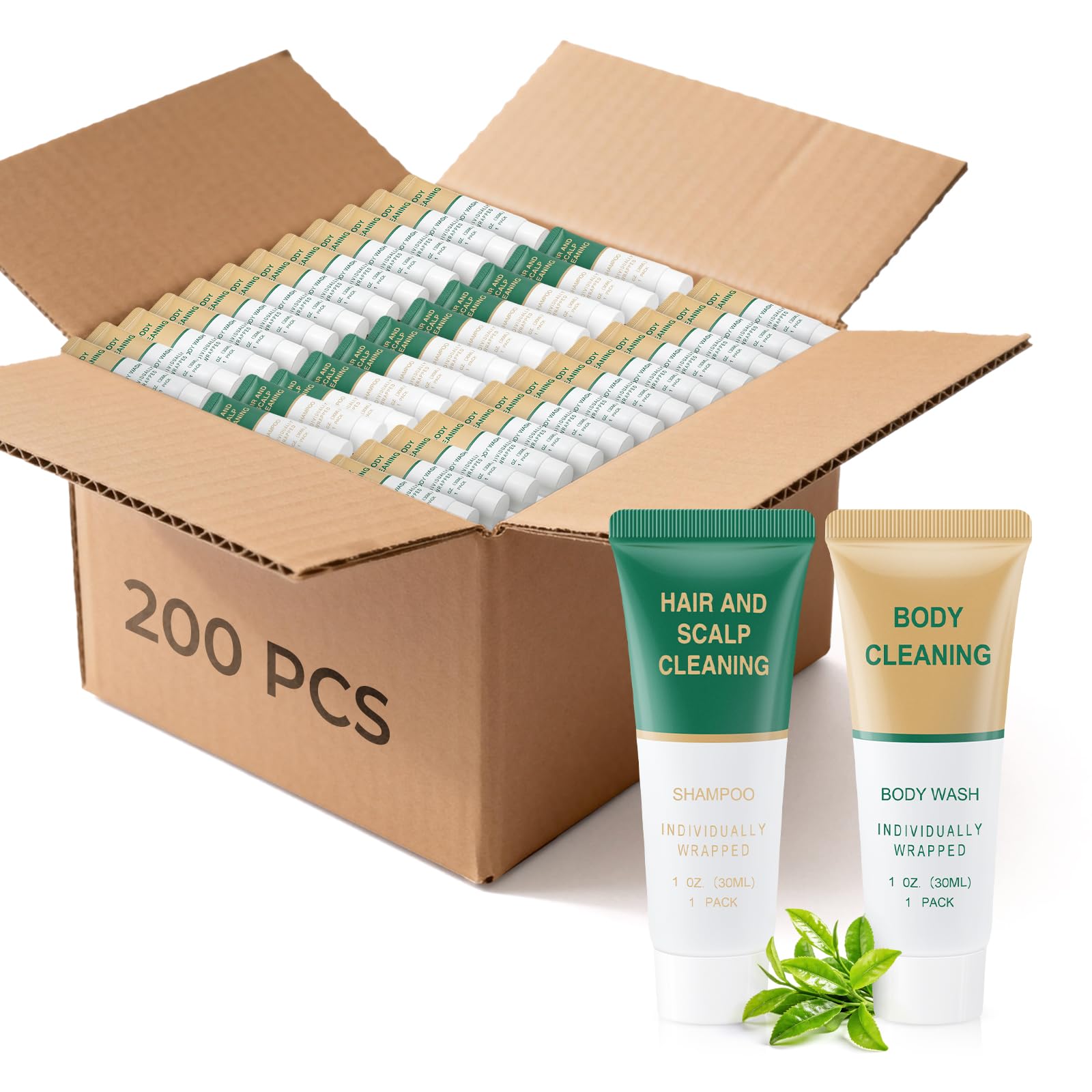 Shampoo and Body Wash Bulk, Individually Wrapped 1 Fl Oz (Pack of 200)