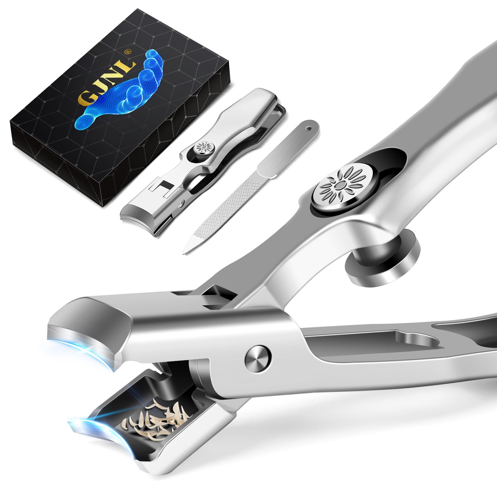 Toenail Clippers for Men Seniors Thick Nails - Popular No Splash Nail Clippers with Catcher, Wide Jaw Anti-Splash Ultra Sharp Me