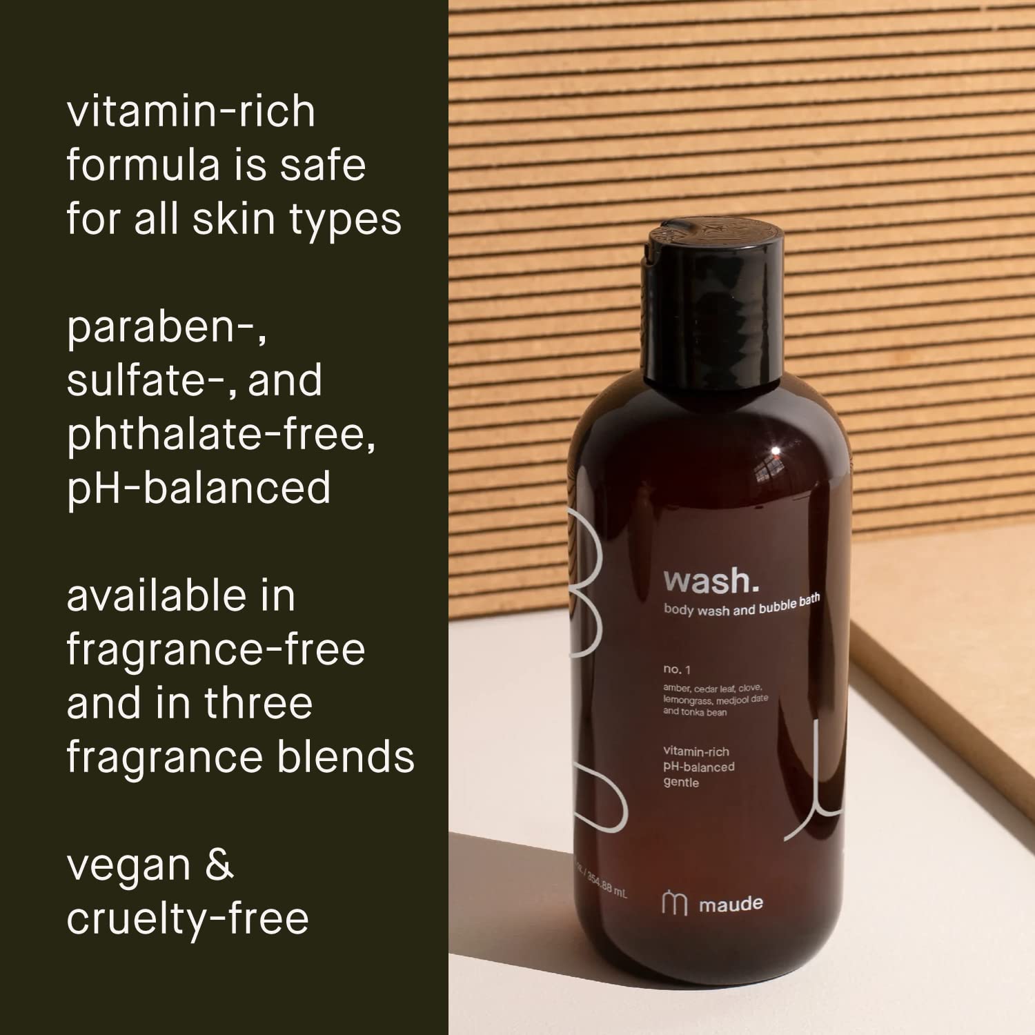 Maude Ph Balanced Body Wash + Bubble Bath No. 0 - Gentle Body Wash & Bubble Bath Soap - Omega 3, 6, 0 + Vitamin B3, B5, C, And E