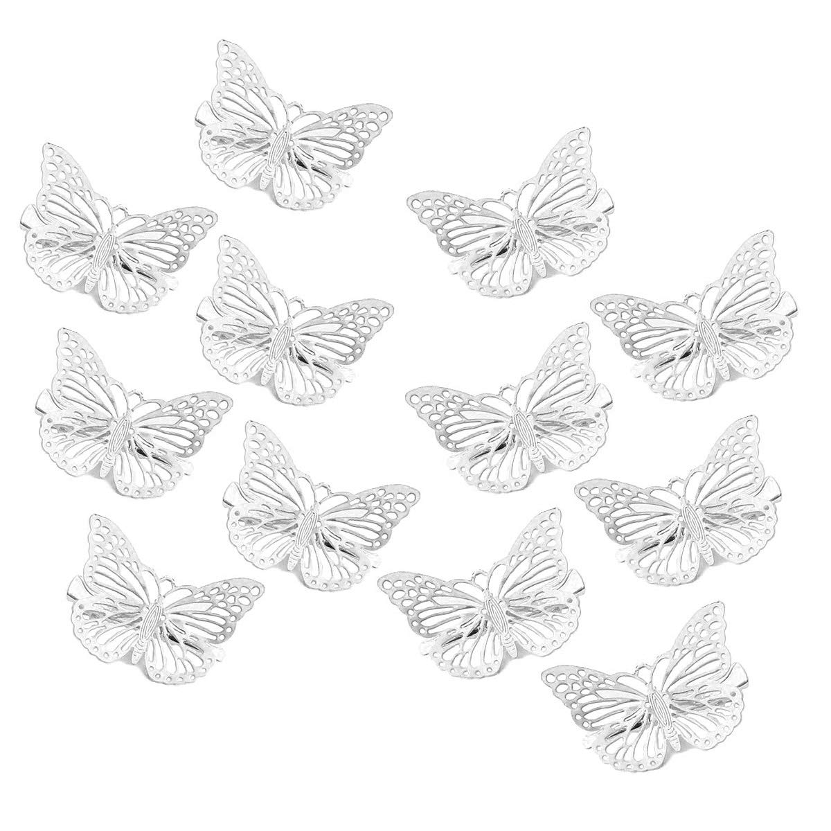 Obtanim Butterfly Hair Clips, 12 Pcs Cute Metal Butterfly Hair Claw Pins Barrettes Accessories For Girls And Women (Silver)