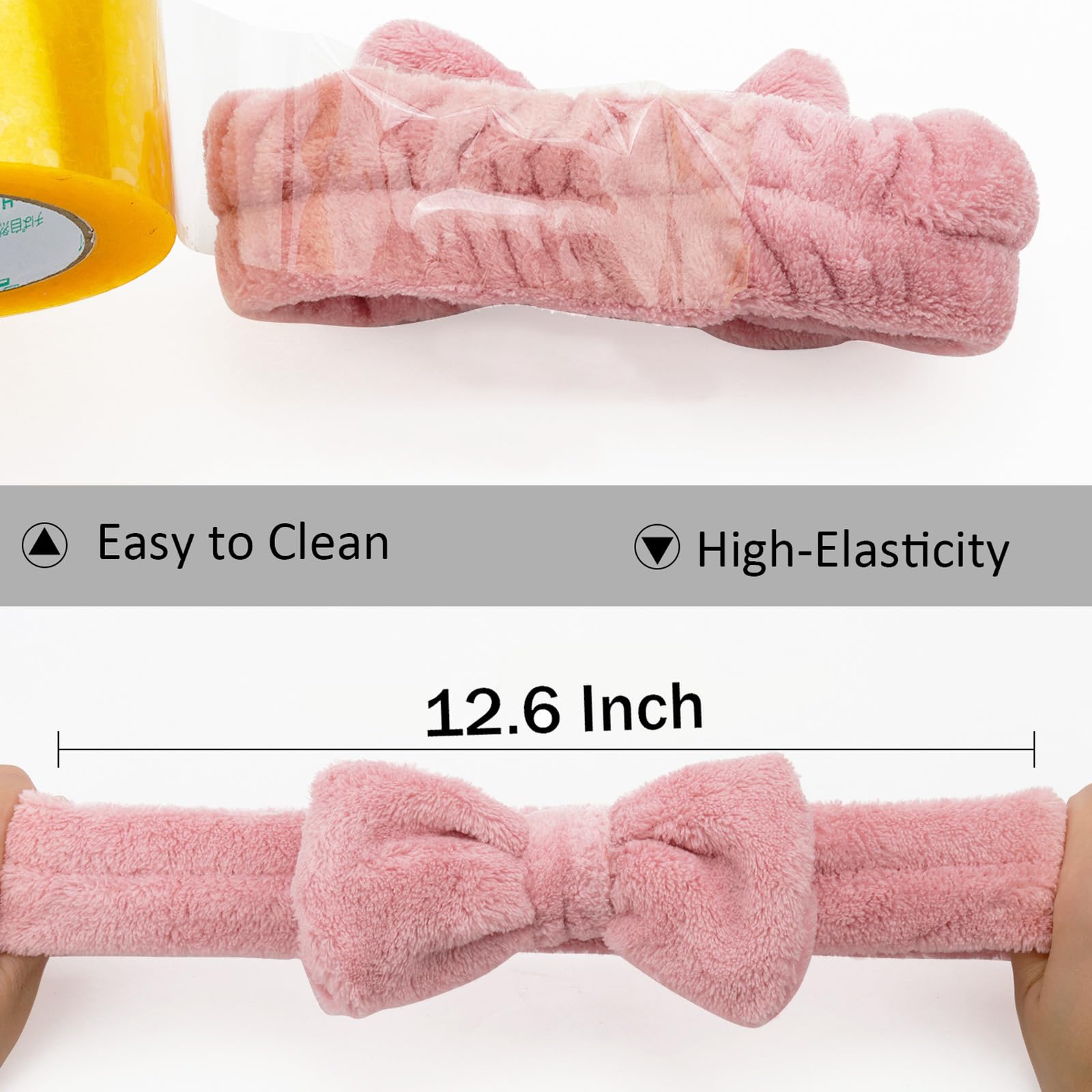 Ondder 8 Pack Fluffy Bowknot Facial Hairbands For Washing Face, Makeup, Skincare - Multipurpose Spa Headbands For Women Girls -
